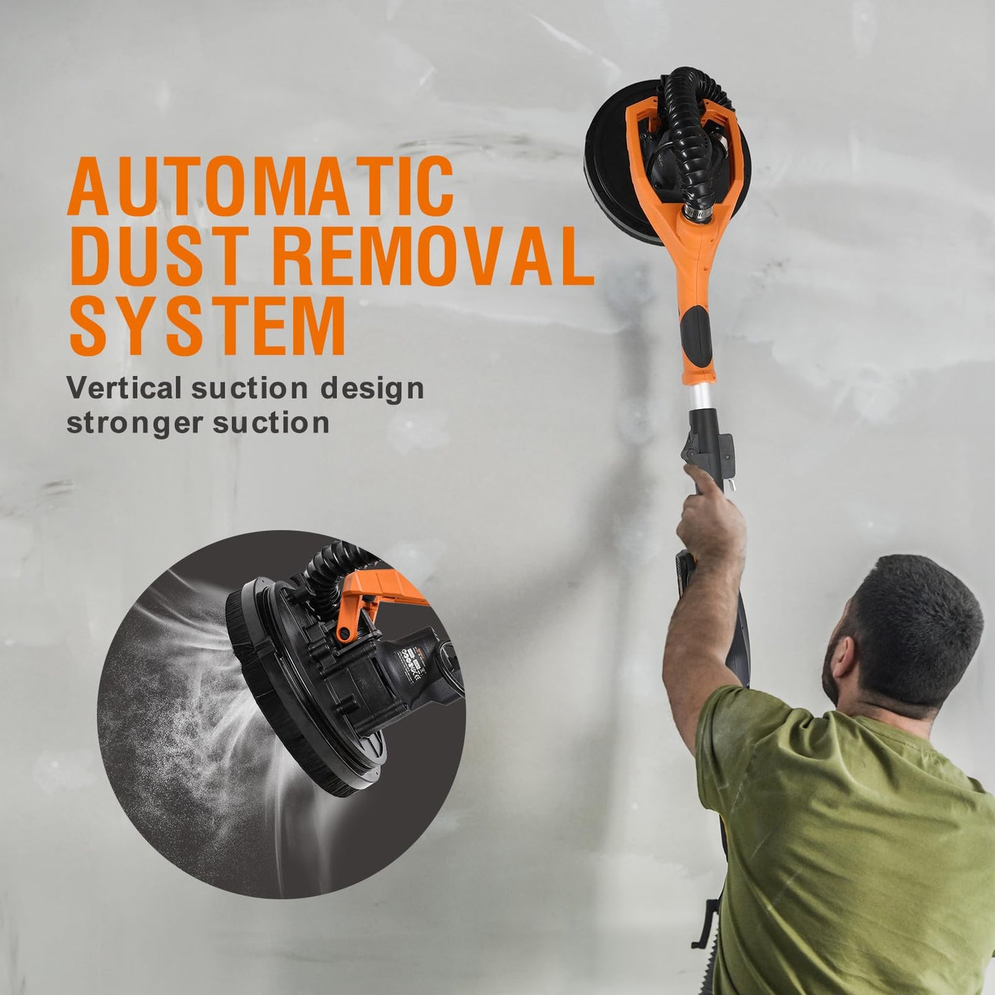 MAXXT Cordlees Drywall Sander with Vacuum Dust Collection, Brushless Electric Wall Sander with 7 Variable Speed Foldable Telescopic, Popcorn Ceiling Removal Tool, 2 Pack 4.0 Ah Battery and Charger