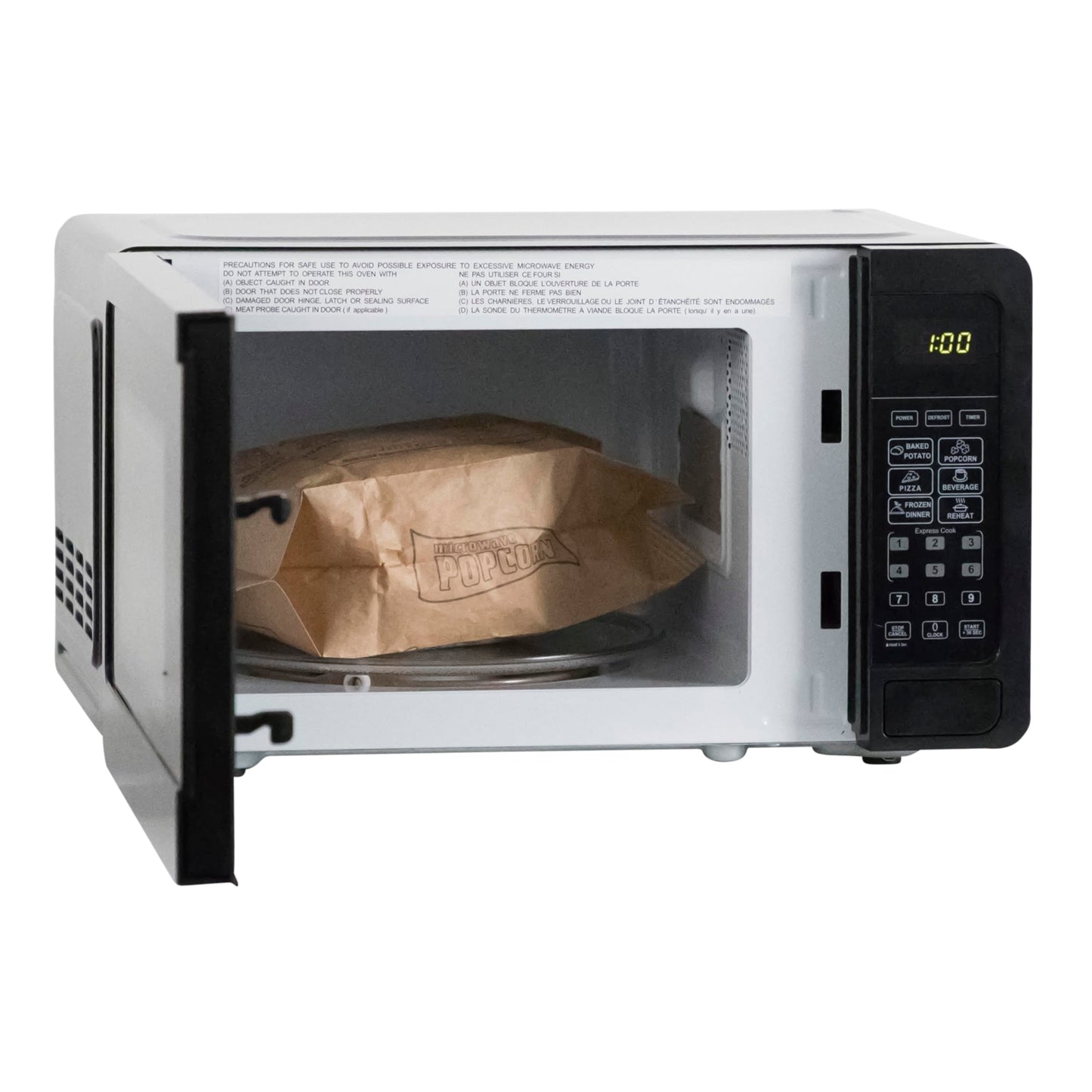 West Bend Microwave Oven 700-Watts Compact with 6 Pre-Set Cooking Settings, Speed Defrost, Electronic Control Panel and Glass Turntable, 0.7 Cu.Ft., Black