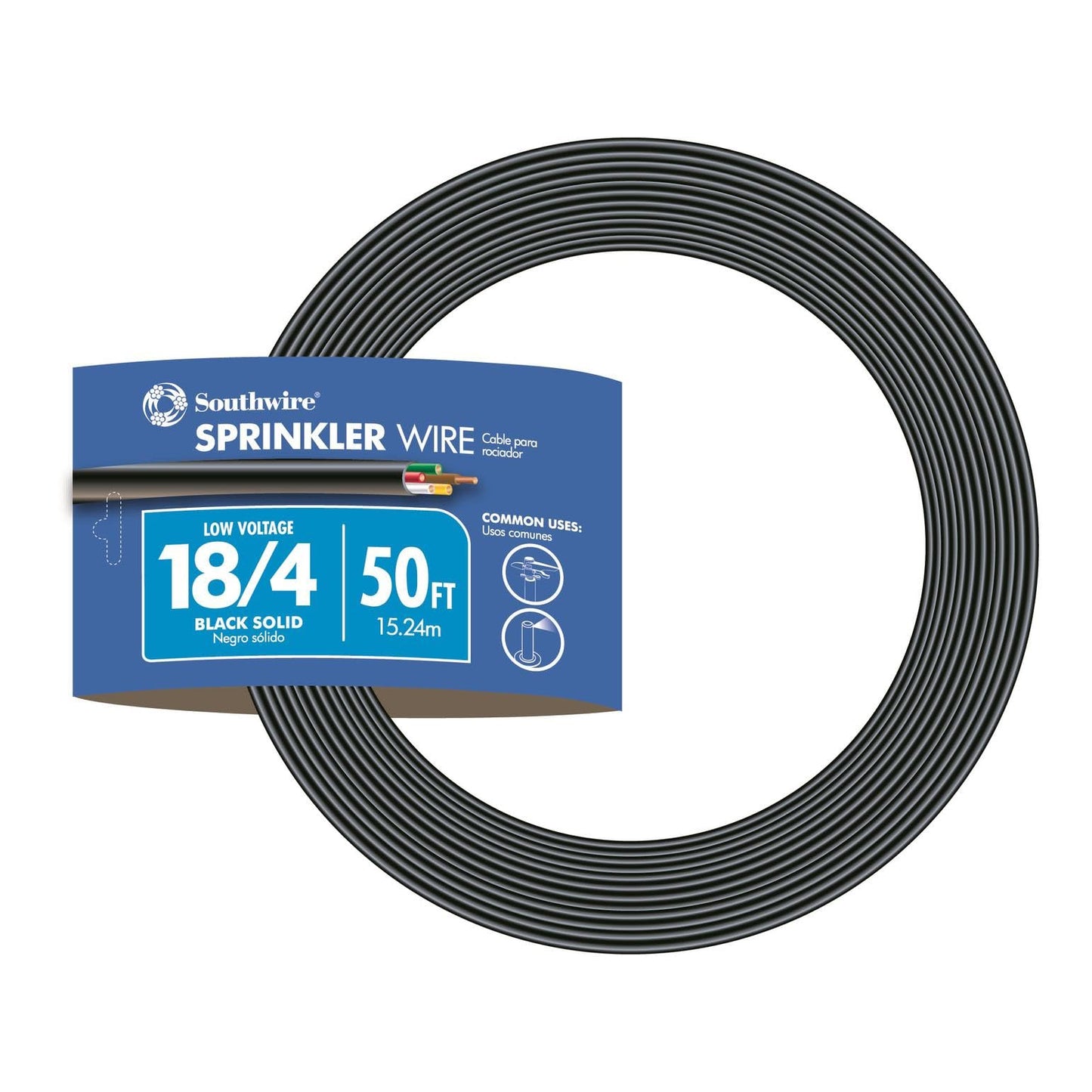 Southwire 49276945 500 ft. 18/4 Black Solid UL Burial Sprinkler System Wire