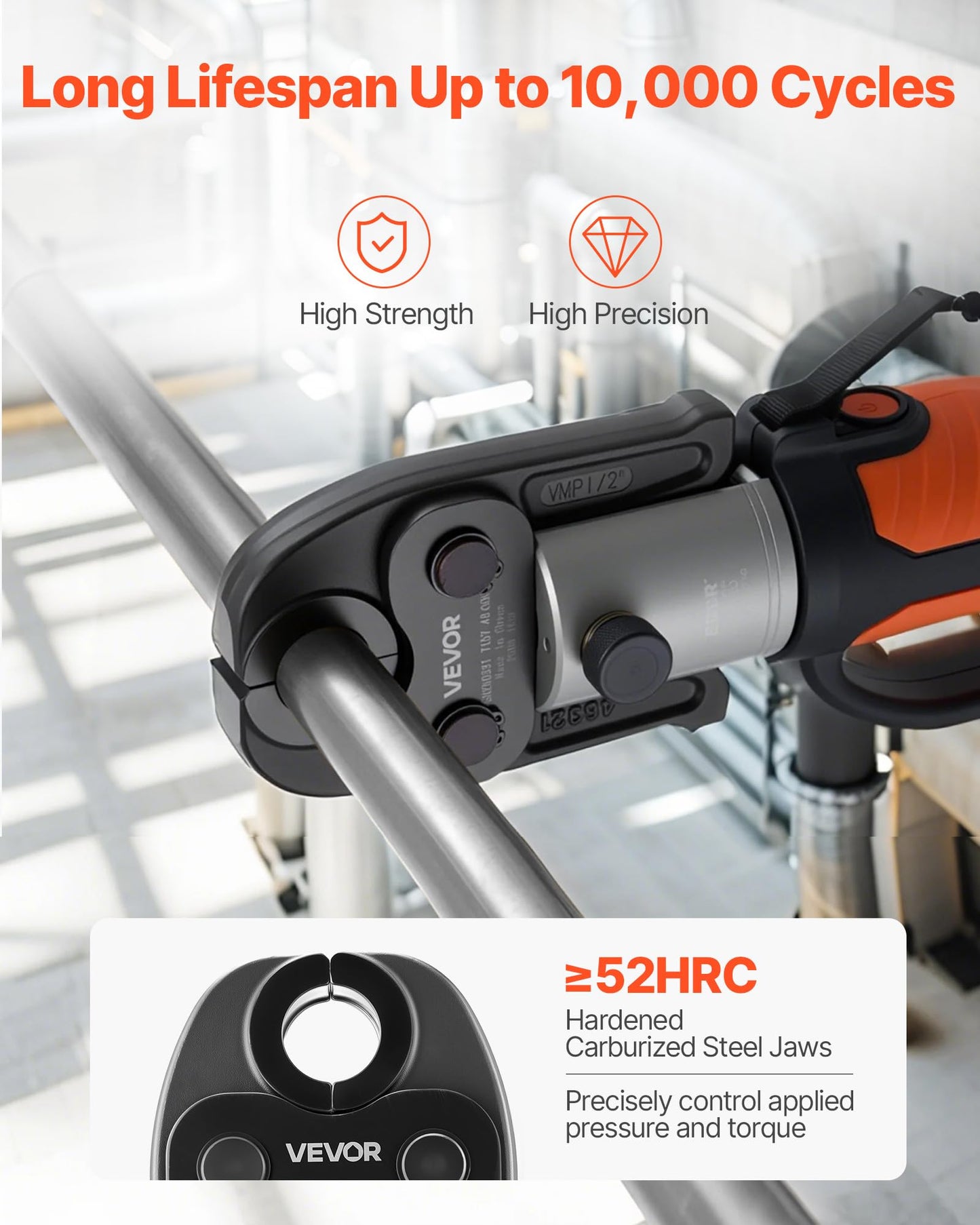 VEVOR VMP Press Jaws, 3PCS Pressing Jaws 1/2", 3/4" & 1" - Compatible with Megapress Carbon Steel Pipes, Work with 32KN Standard Press Tools, Includes Carrying Case