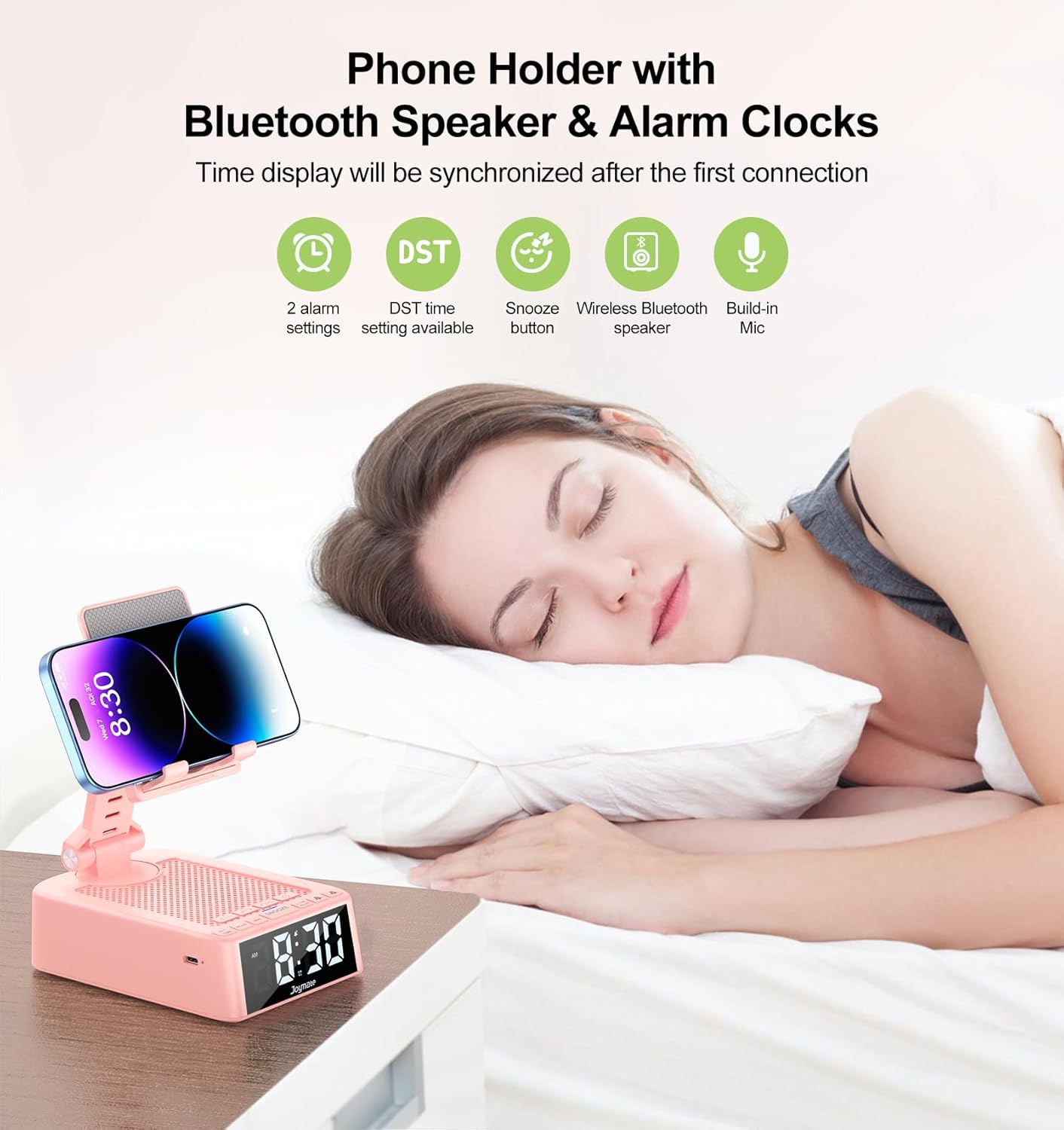 Joymate 360 Gifts for Women Girls, Phone Stand with Bluetooth Speaker Rotable Angle Adjustable Cell Phone Holder