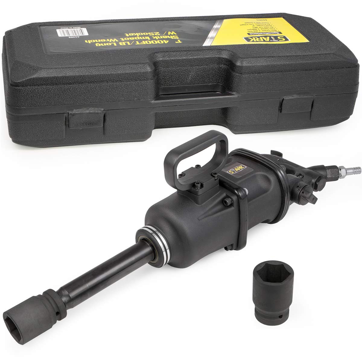 Stark USA 1" Air Impact Wrench Gun Long Shank Pneumatic Truck Mechanics Socket (38mm & 41mm) Set Truck Trailer Heavy Duty Repairs and Maintenance with Carrying Case