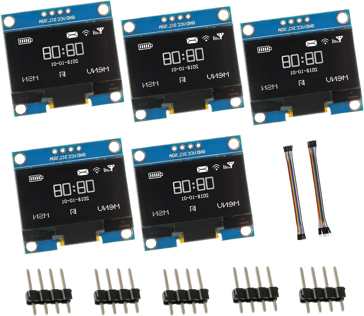 EPLZON 5 Pack 1.3 inch 128x64 OLED IIC Display Module Pixel Mini Self-Luminous Display Screen Board for Arduino