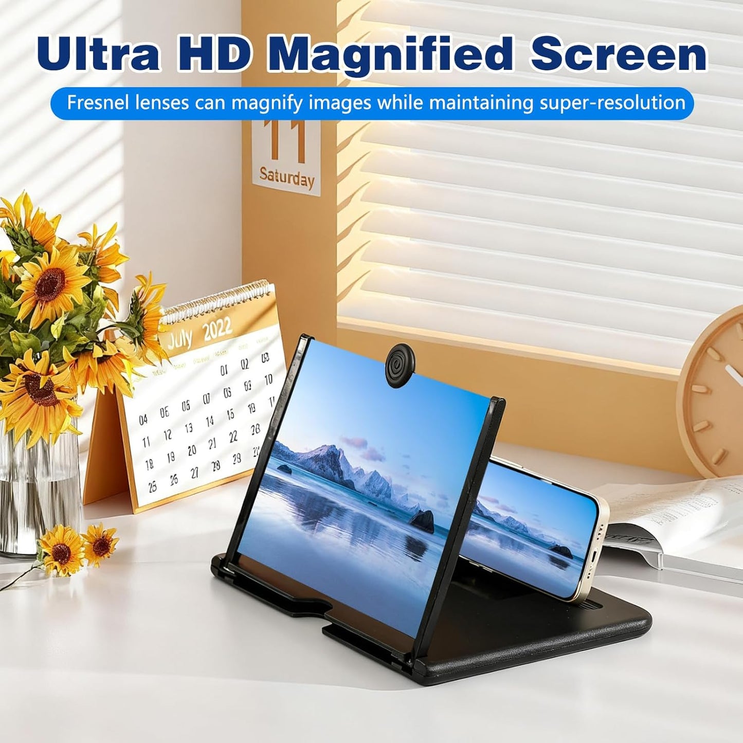 BSonata Version,3D 12inch) Screen Magnifier HD Mobile Phone Magnifier Projector Screen Enlarger for Movies, Videos
