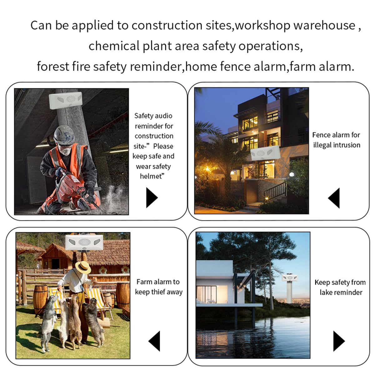 Sound Strobe Warning Lights, LED Intelligent Microwave Sensor Automatic Voice Prompter, IP65 Waterproof & Dustproof Infrared Visual Alarm Speaker for Outdoor Safety, Forest Fire Prevention.