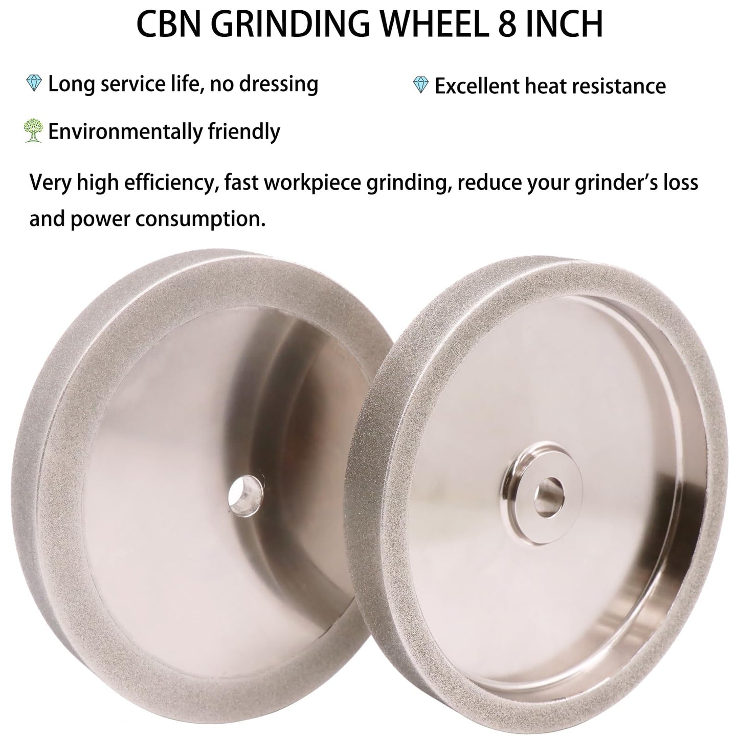 MORESUPERHARD 8 inch CBN Grinding Wheel Set 180 & 80 Grit，1" Wide，5/8" Arbor， Aluminum Body，for Sharpening High Speed Steel Tools Woodturning Tools，for All Kinds of 8 inch Bench Grinders