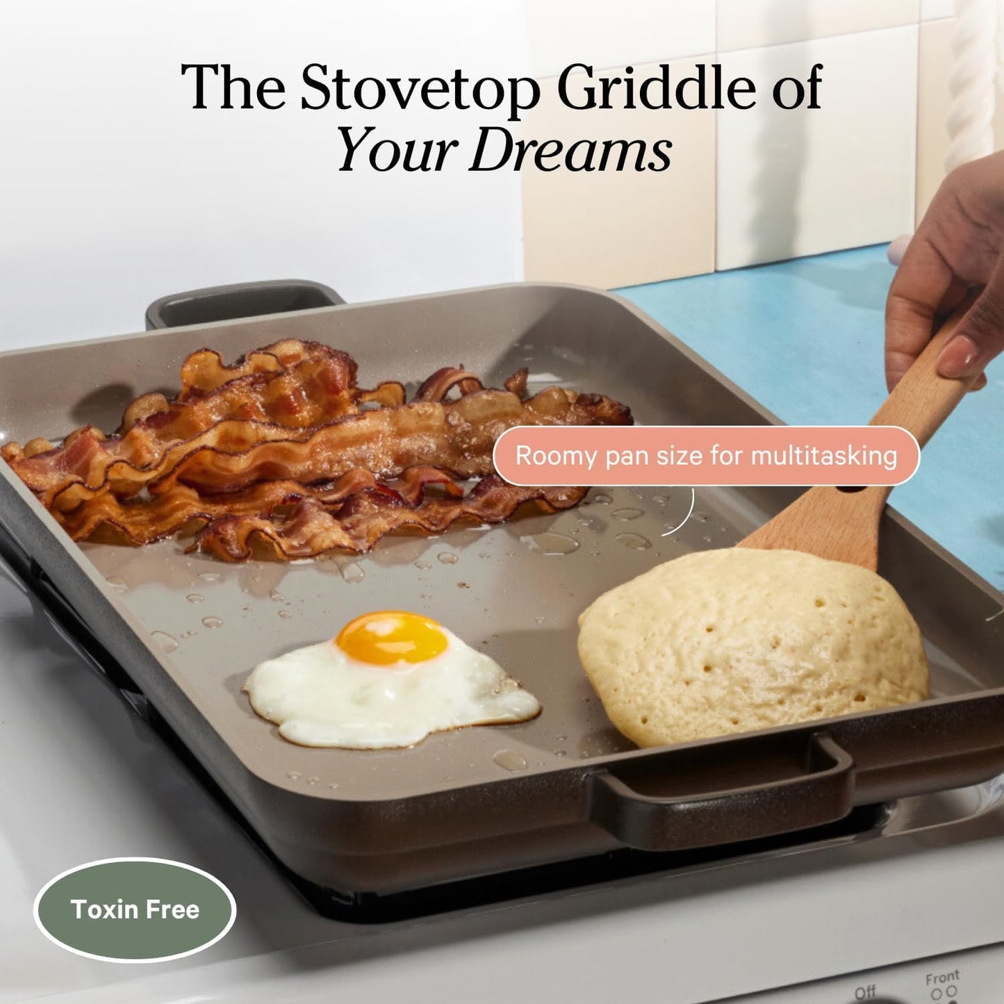 Our Place Griddle Pan - Versatile Nonstick Ceramic Griddle & Sheet Pan | Toxin-Free, Ergonomic Handles | 5 Qt Capacity, Oven Safe to 450°F | Blue Salt