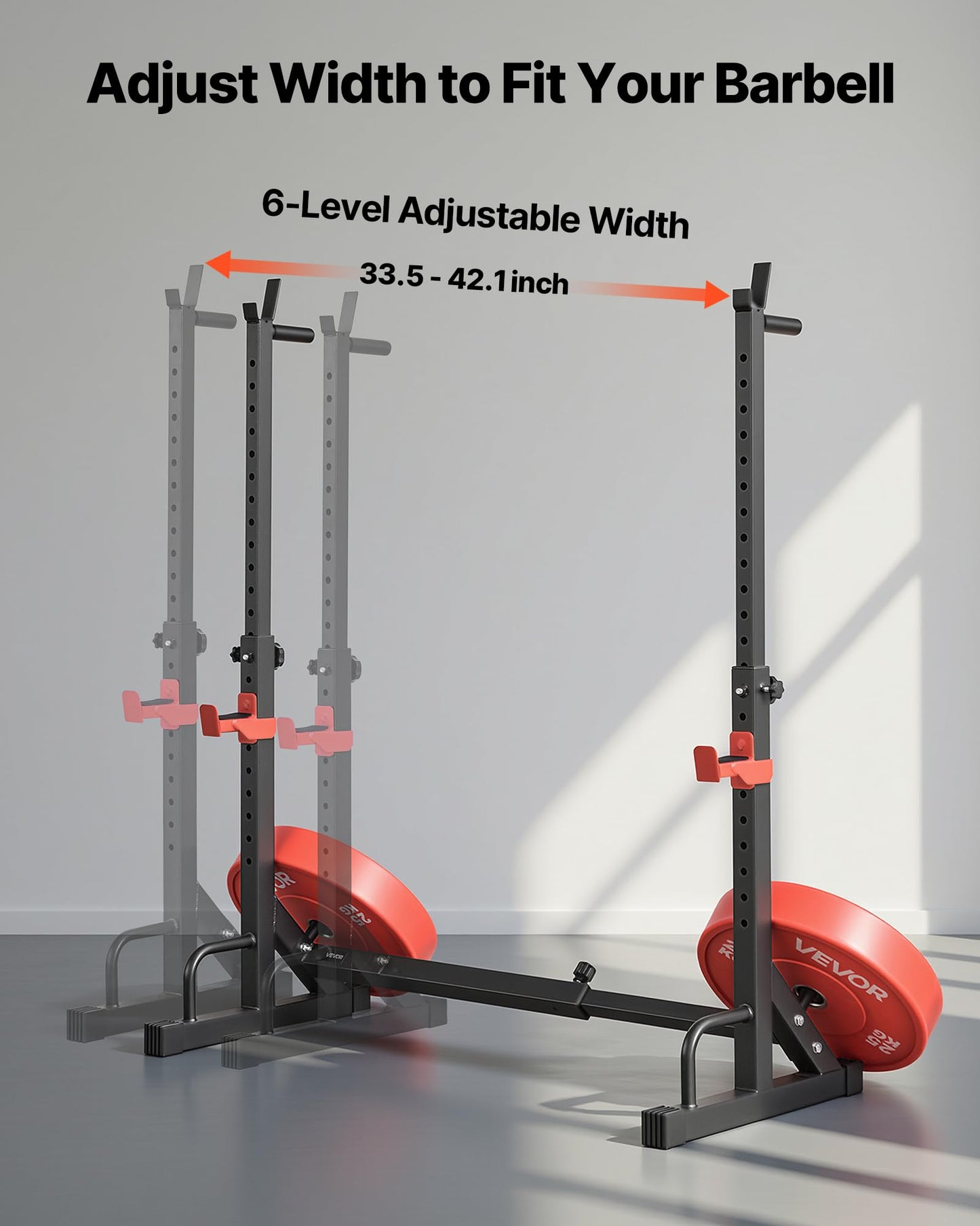 VEVOR Power Cage Squat Rack, Home Gym Power Rack with Adjustable Height & Width, 550LBS Strength Training Workout Equipment with Barbell Storage Racks & J-Hooks for Bench Press, Squat, Weight Lifting