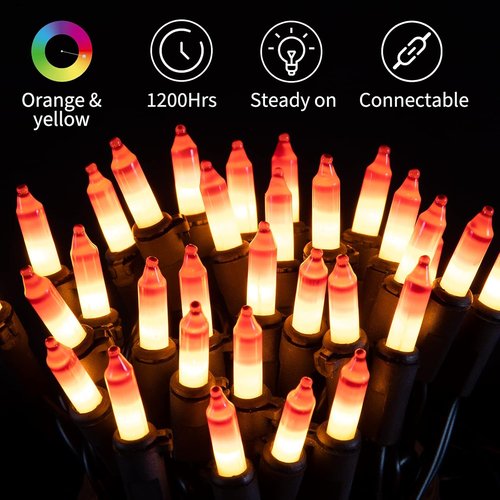 Minetom Halloween String Lights - 100-Count 25Ft. Waterproof Mini Candy Corn | Indoor & Outdoor Decor