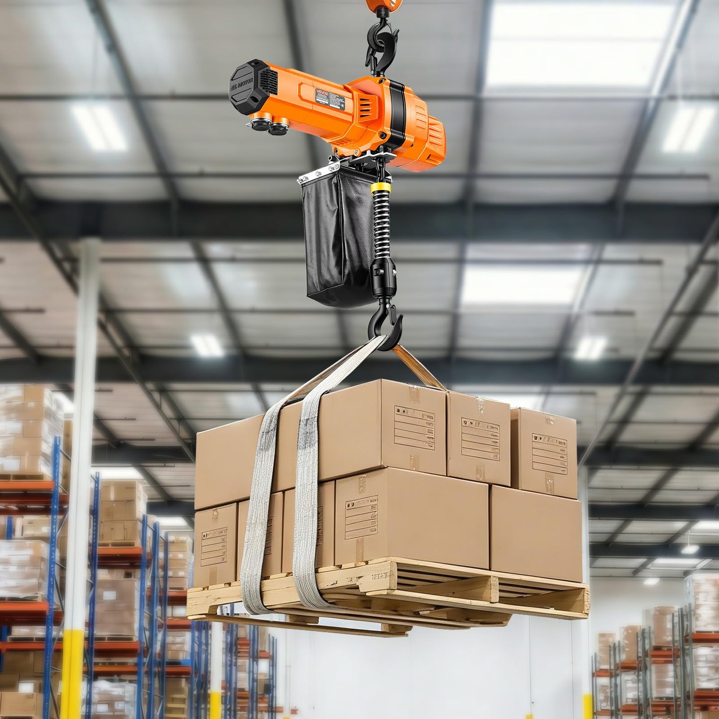 VEVOR 2200 lbs Electric Chain Hoist, 10 ft Lifting Height, 120V Single Phase Overhead Crane with 10 ft Wired Remote Control, G100 Chain Electric Lift Hoist for Factories, Warehouses, Garages