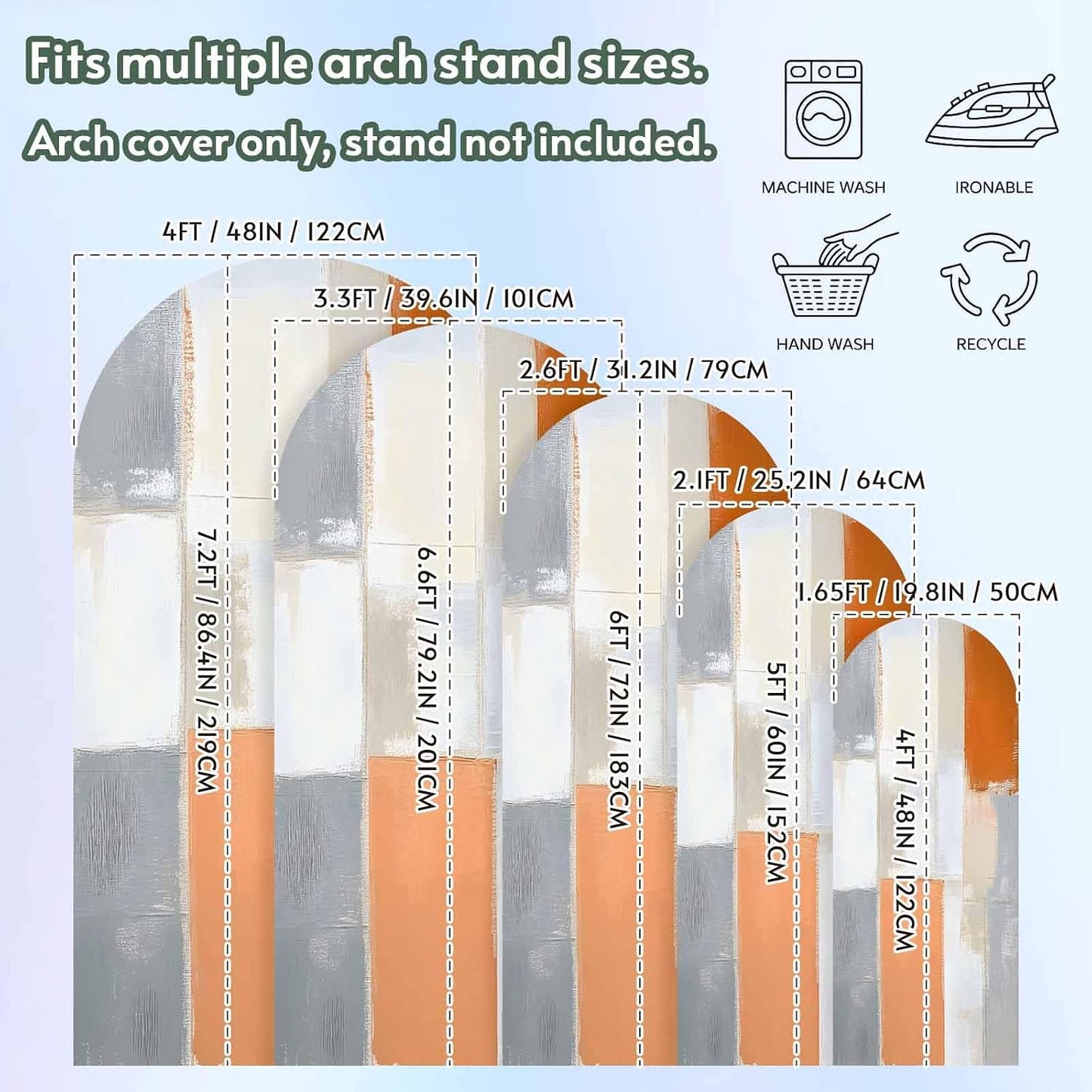 Jnbasdffb 7.2 Modern Orange Beige Wedding Arch Cover,Stretchy Spandex Arch Backdrop Stand Covers FT,Abstract Oil
