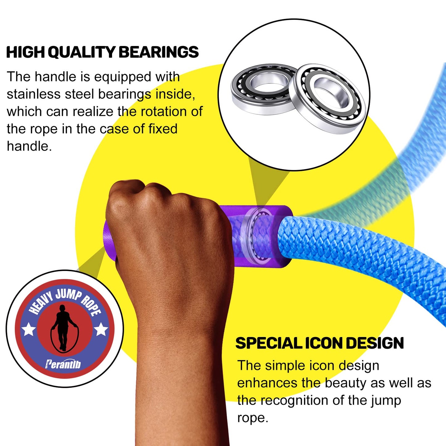 Weighted Jump Ropes with 360 Degree Rotation Handle.1 Inch 2.7LB Heavy Jump Rope for men and women,jump ropes for fitness