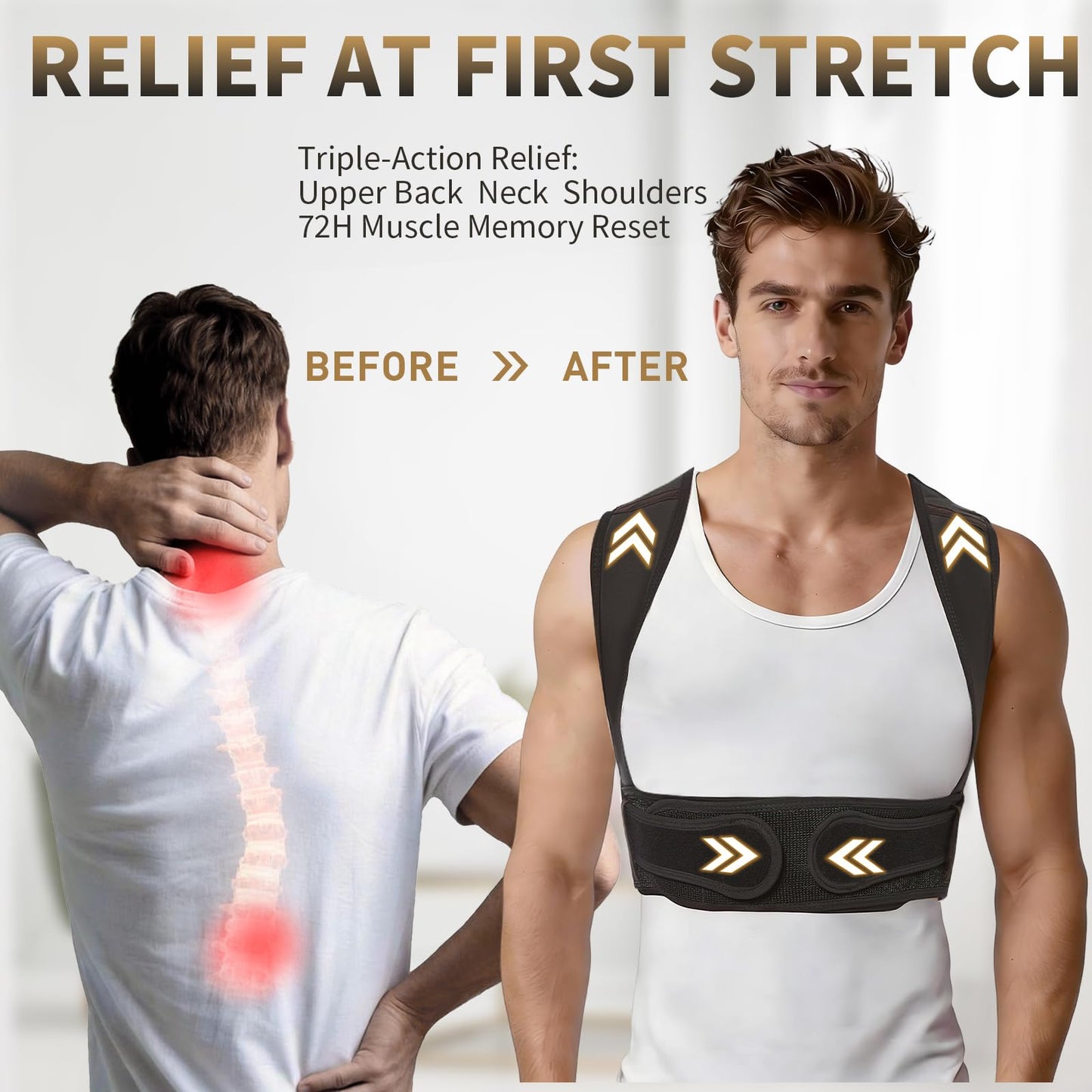 WNIEYO Posture Corrector for Women and Men Back Brace for Women Back Straightener for Effective Lower Back Pain Relief, Scoliosis, and Better Posture Support(S/M)