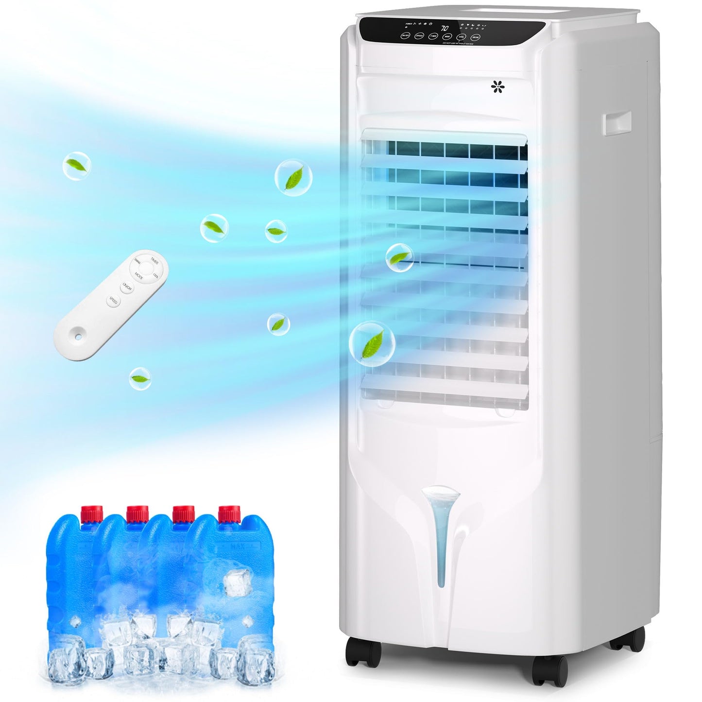 Uthfy 32" Evaporative Air Cooler with 4 Ice Packs, 4 Modes & 3 Speeds, Swamp Cooler with 4.2 Gal Water Tank, 120° Oscillation, 12H Timer, Remote, White, Portable Air Conditioner for Bedroom, Office