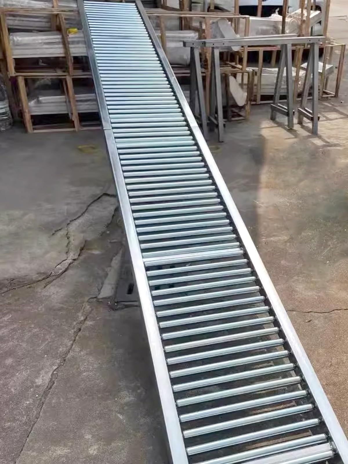 Light-Duty Gravity Conveyor - 1" Dia Stainless Steel Rollers, 2.4" Centers, Durable & Versatile for Warehouses, Factories, Woodworking & DIY Projects - 12" Width, Silver Finish