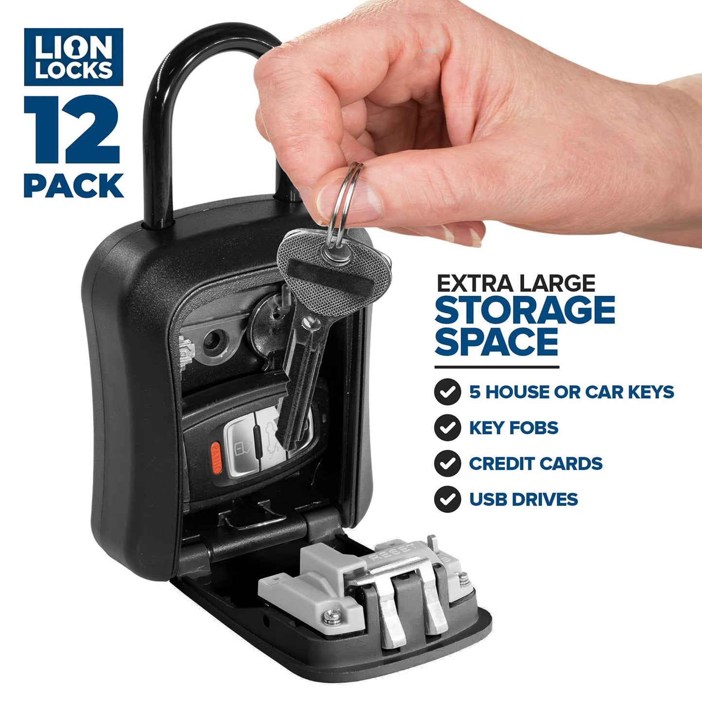 Key Lock Box for Keys with Code (12 Pack) 4 Digit Combination Lockbox for Keys Outdoor, Portable, Waterproof, Realtor Lock Box, Black