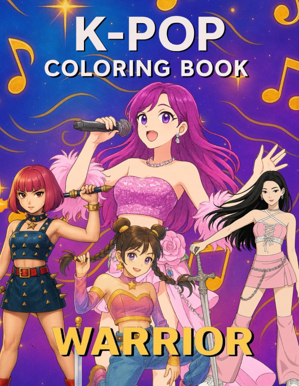 Powerful K-Pop Warrior Coloring Book | Music Idols in Combat-Inspired Costumes - Fun for All Ages