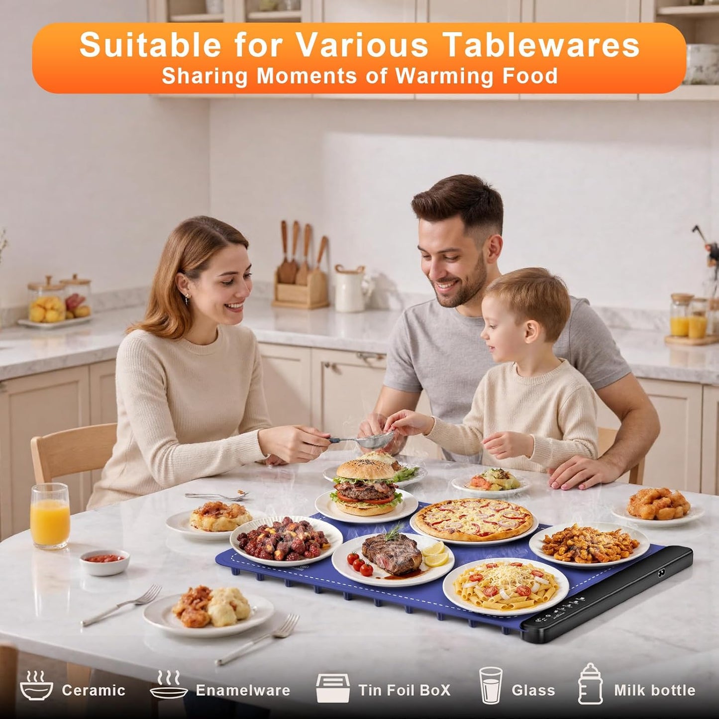 Skiennix Food Warming Mat - 4 Temperature Levels | Fast 8-Second Heating Tech | Perfect for Parties & Buffets