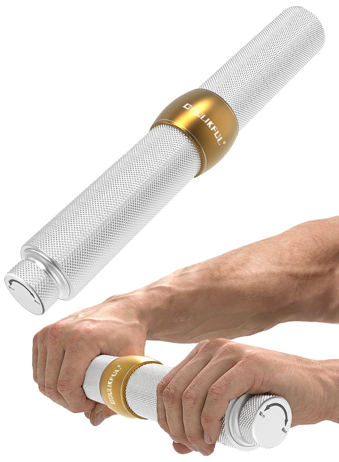 GOULIKFUL Grip Strength Trainer, Aluminum Alloy Forearm Strengthener Wrist Trainer with Adjustable Resistance Knob, Forearm Exerciser for Home Gym Sports Man Women Wrist Arm Builder