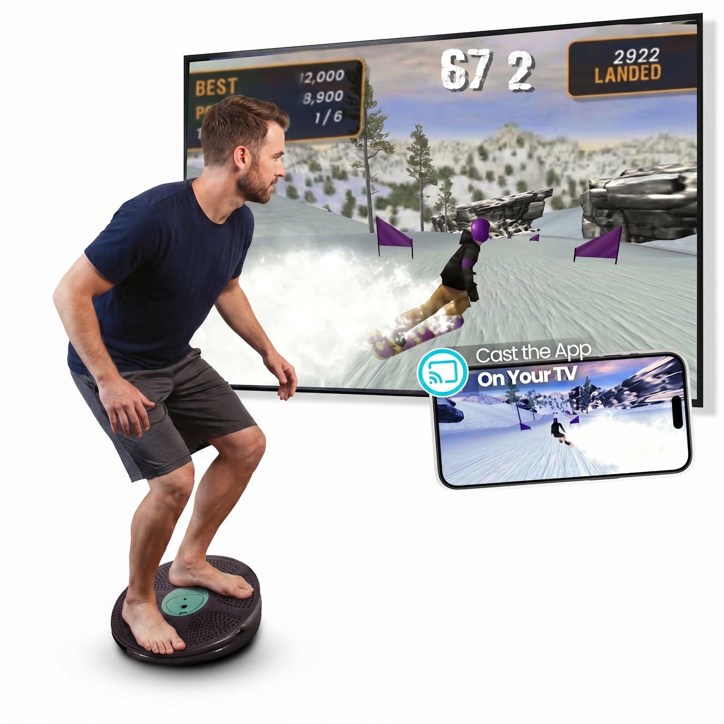 GoBalance Play - Smart Balance Board Game with Bluetooth Motion Sensors, Professional Wobble Board with 12 Interactive Games for Fun, Balance training and Home Gym Workout.