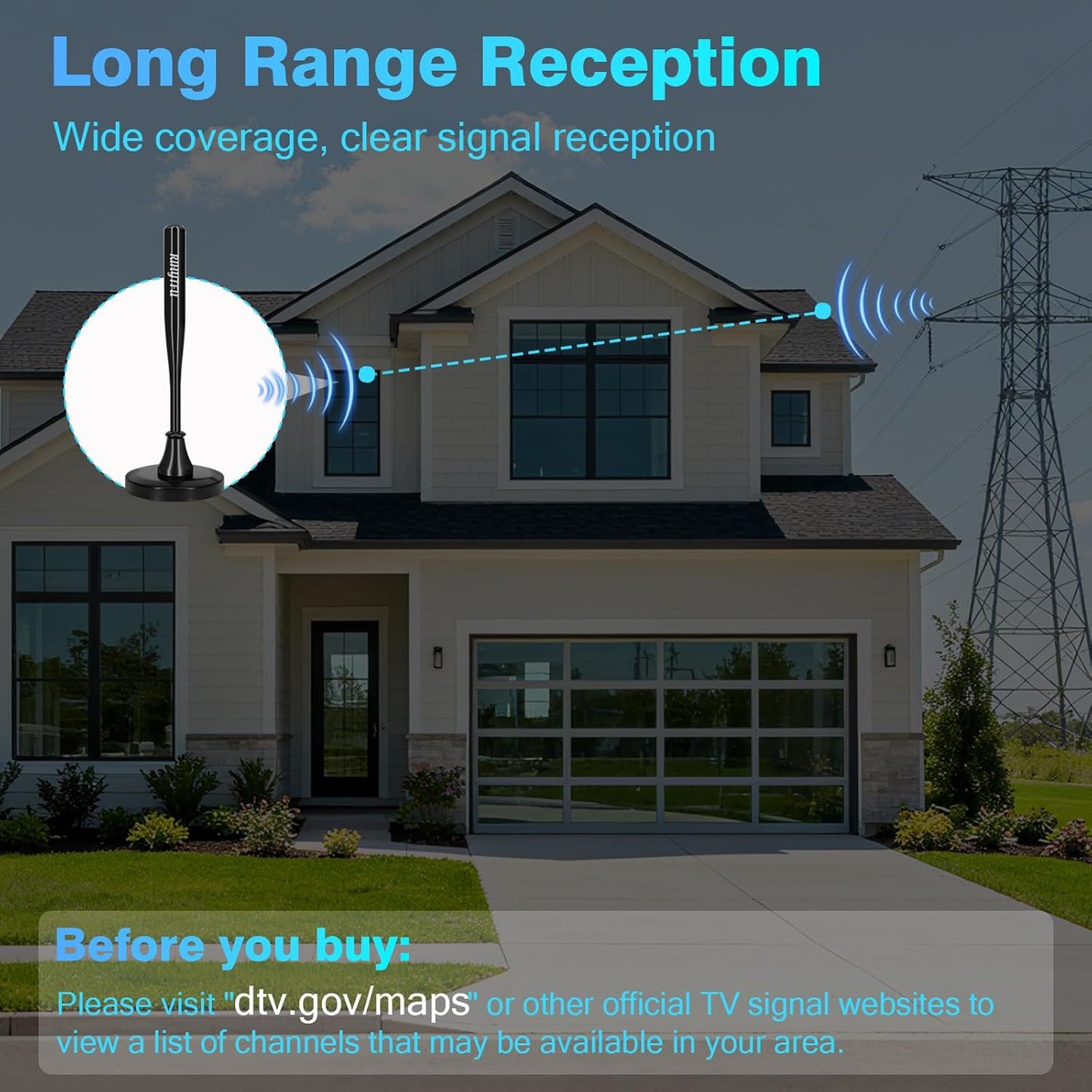 RIHYTFU 2026 16.5ft 4K 1080P TV Antenna Indoor for Local Channels, Antenna for Smart TV with Strong Magnetic Base, Long