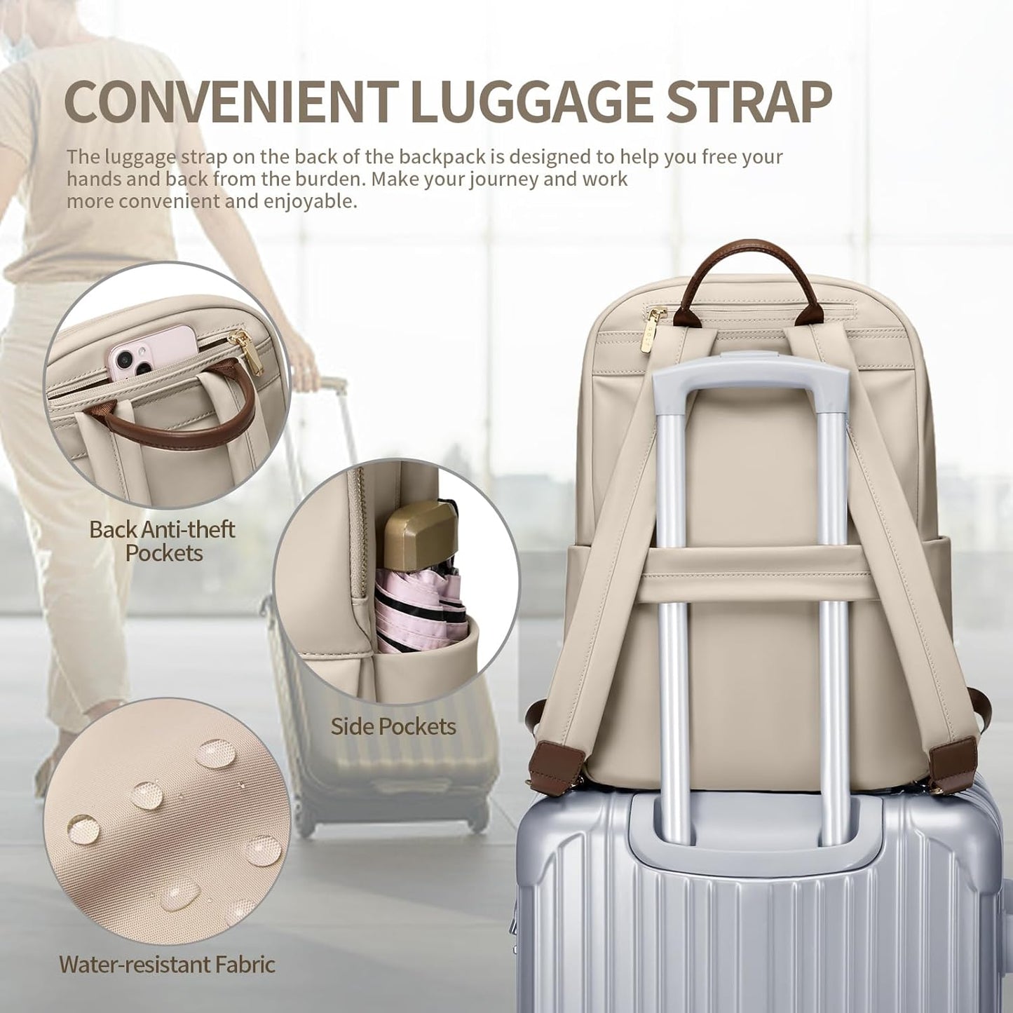 Backpack Backpack 15.6 Inch GOLF SUPAGS Laptop for Women Slim Computer Bag Work Travel College Purse Fits Notebook