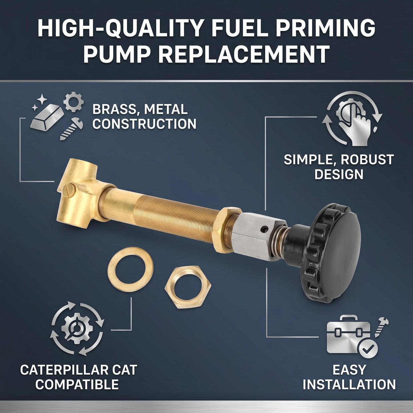 Fuel Priming Pump 9H2256 Diesel Generator Set Shut-off Oil Cut Solenoid Valve Replacement Parts Fit Construction Machinery Hand Oil Pump for Caterpillar CAT 3106 3304 D5B 980B D6C 816