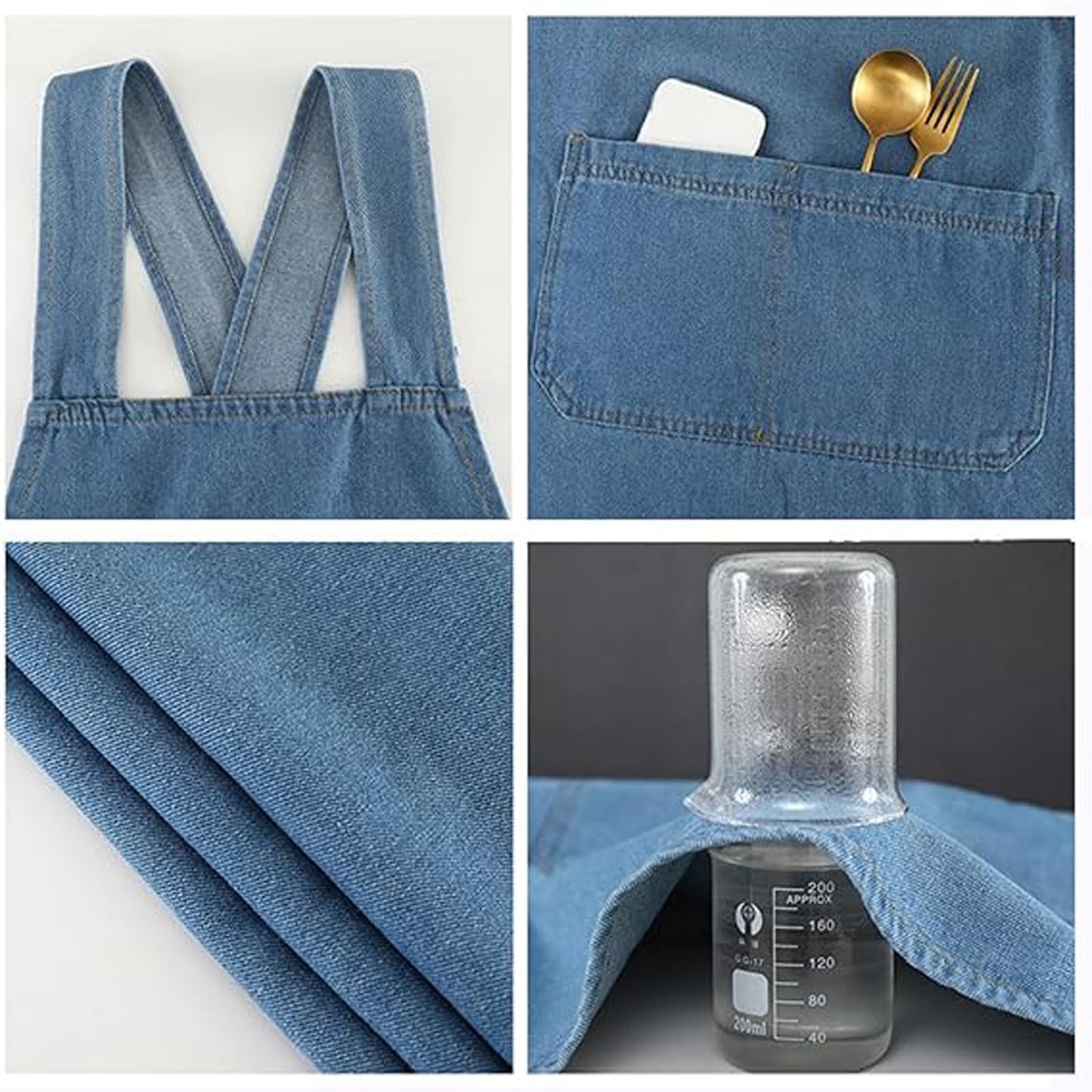 Adult Cross Back Apron, 2026 New Lightweight Cotton Adult Apron, Denim Kitchen Apron for Women Men with Front Pocket (A)