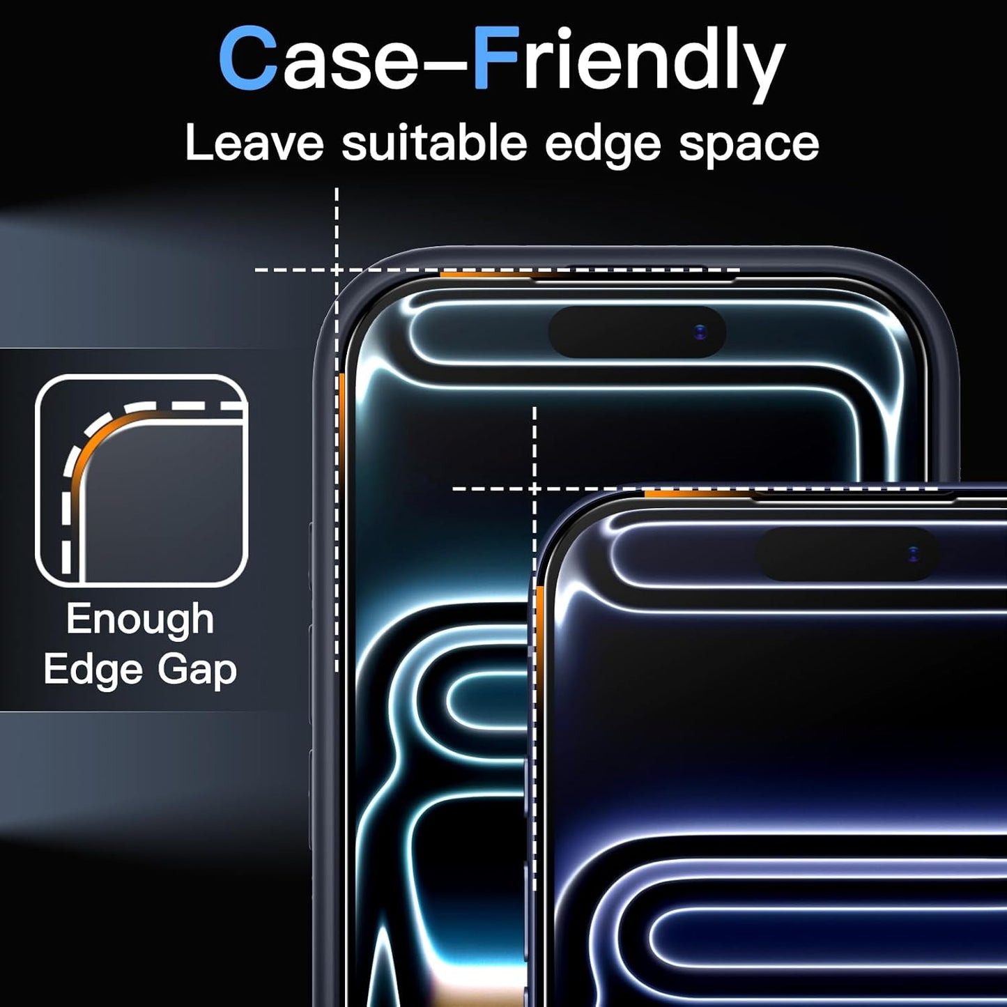 17 6.3" 2-Pack JETech Full Coverage Screen Protector for iPhone Pro, AR Anti-Reflective Coating, Black Edge Tempered