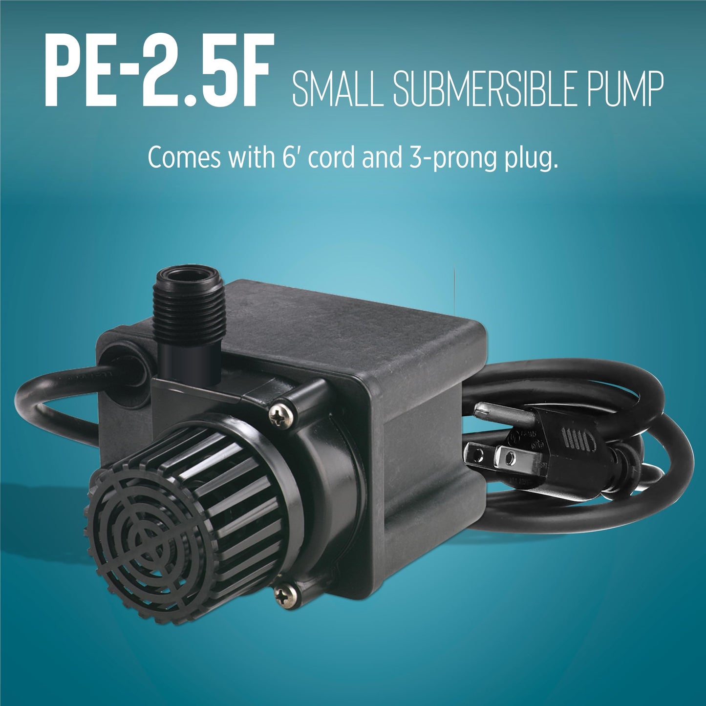Little Giant PE-2.5F 115 Volt, 1/28 HP, 475 GPH Small Submersible Direct Drive Pump with 6-Ft. Cord, Black, 518600