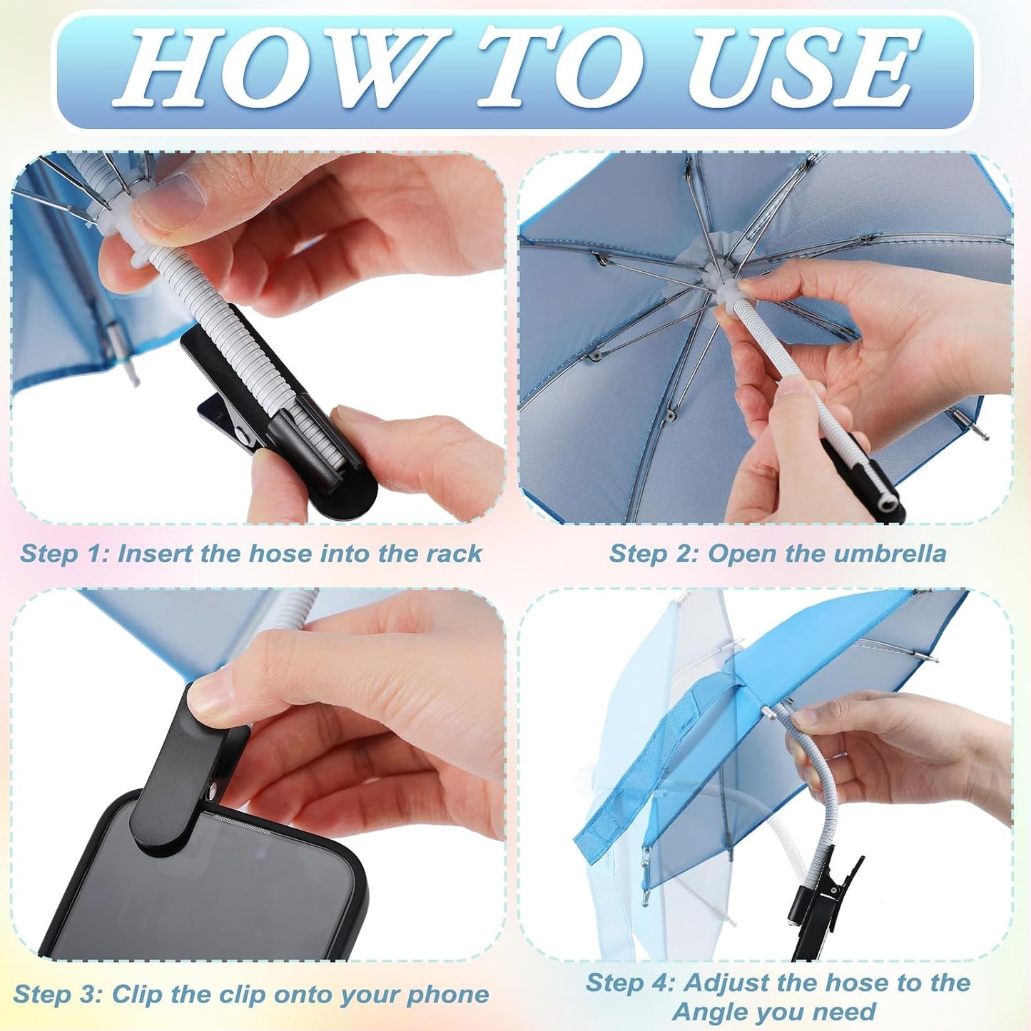 6 Sets Summer Flutesan Phone Umbrella for Sun Phone Umbrella Cell UV Protection Anti Glare Sun Shade Adjustable