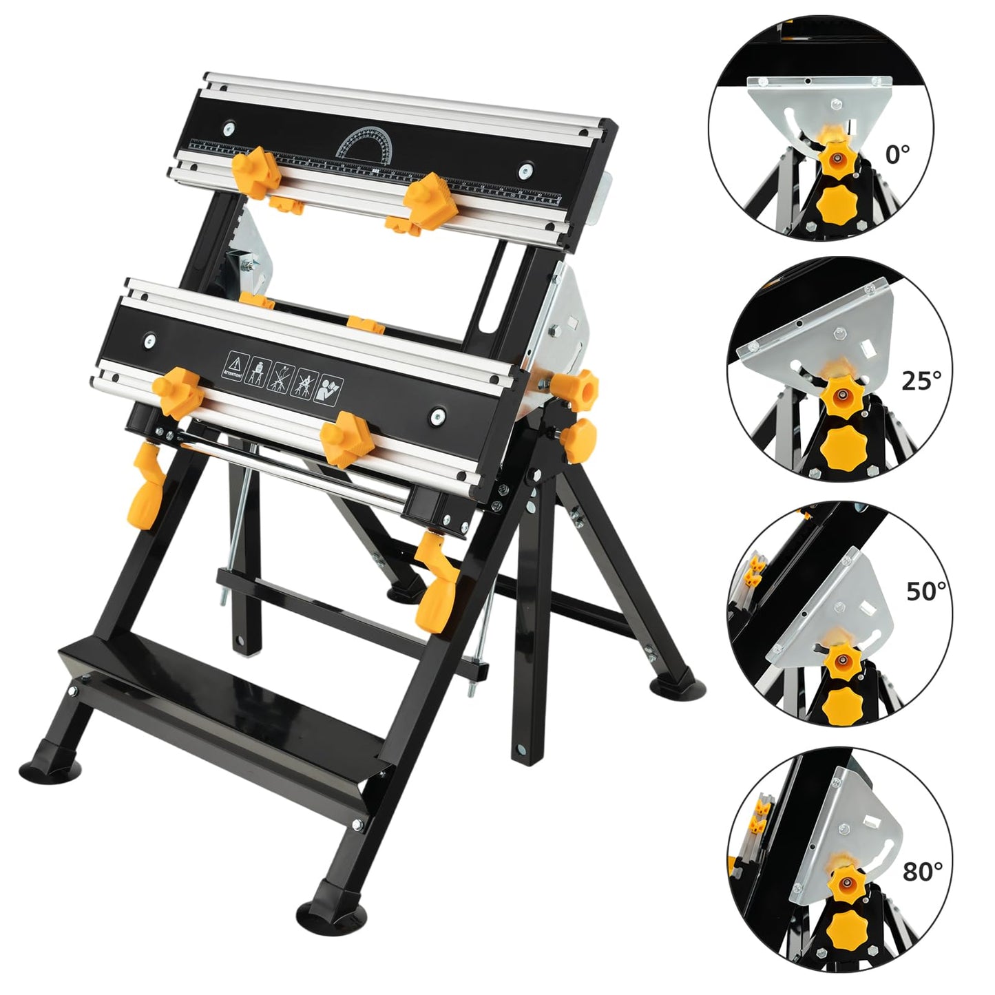 ERGOMASTER Portable Workbench, Folding Work Table with 8pcs Clamps, 220 Lbs Weight Capacity, Aluminum and Steel Frame