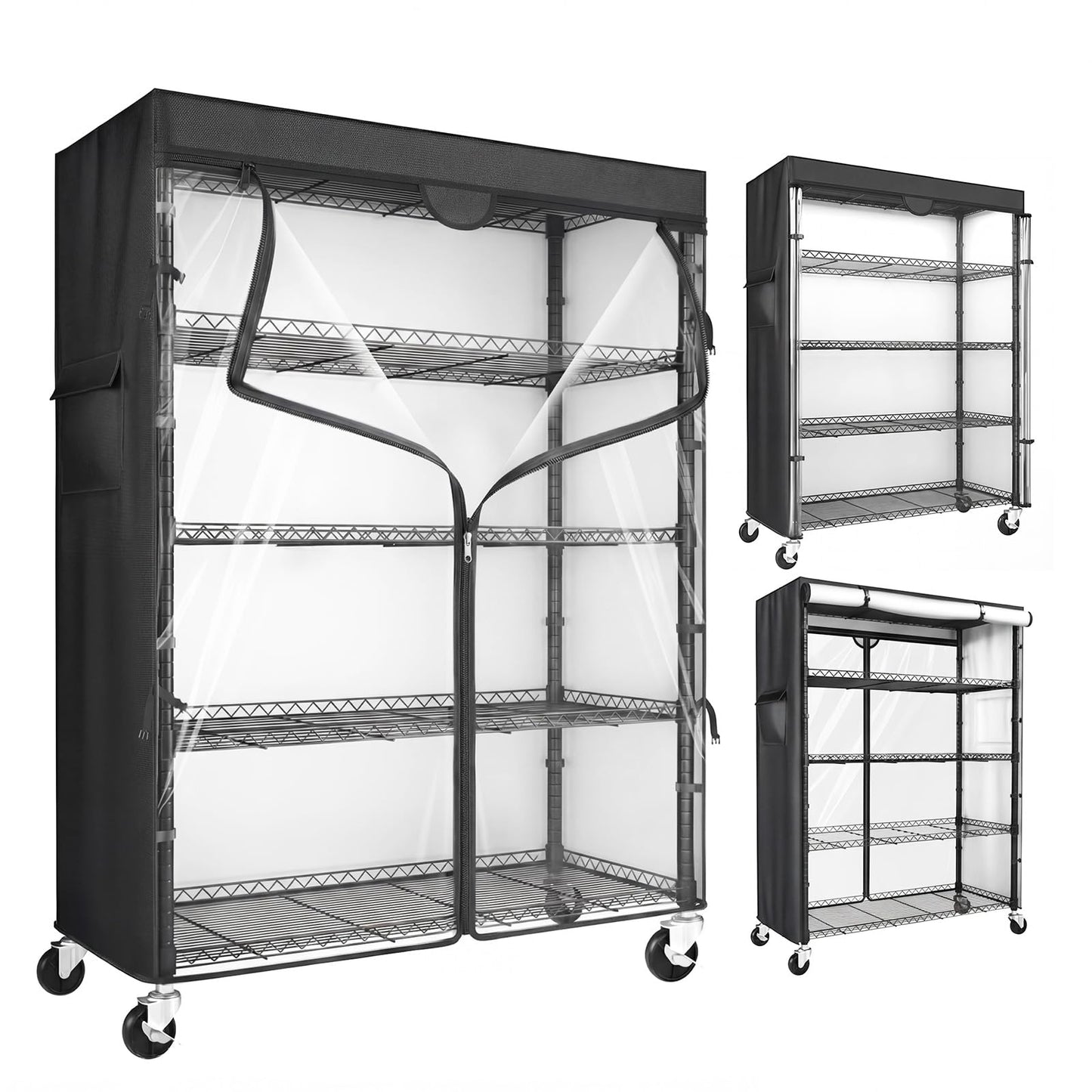 ZYSUOR Wire Shelving Unit with 600D Oxford Cover, 36" W x 18" D x 72" H, 5-Tier Heavy Duty Rolling Shelf Rack on Wheels for Garage, Basement & Warehouse