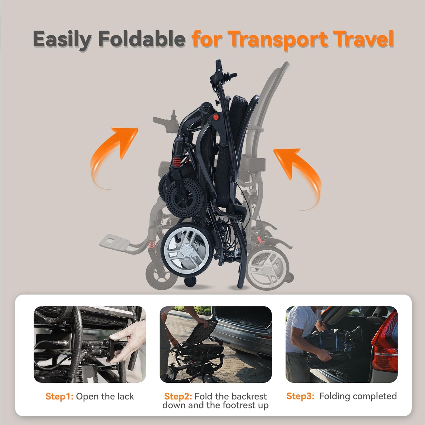30lbs Carbon Fiber Electric Wheelchair for Adults, 15 Miles Ultra Lightweight Foldable Motorized Wheelchair,Intelligent Travel Power Wheelchair, Portable Airline Approved,Black