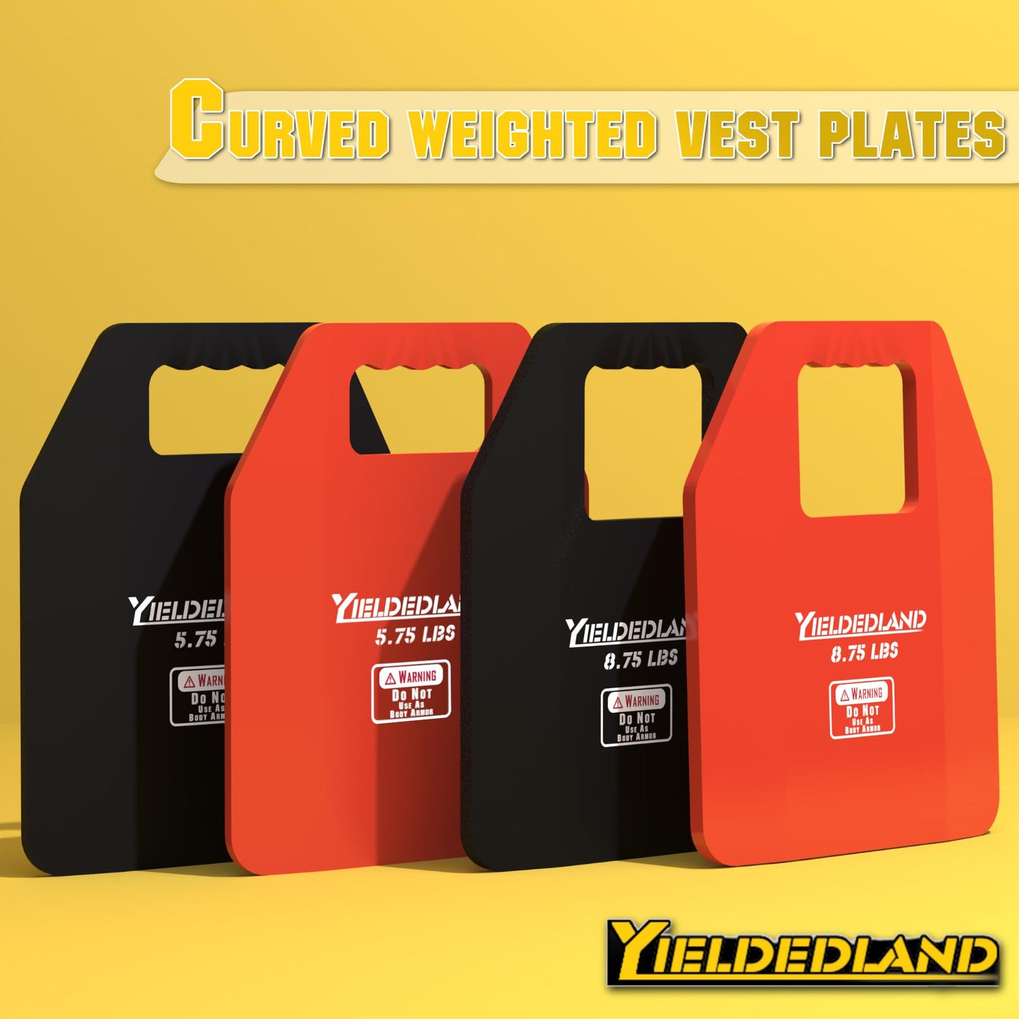 YIELDEDLAND Weight Vest Plates 5.75/8.75LB Pairs - Strength Training, Running, Heavy Workouts (Black, 5.75LB Plate)