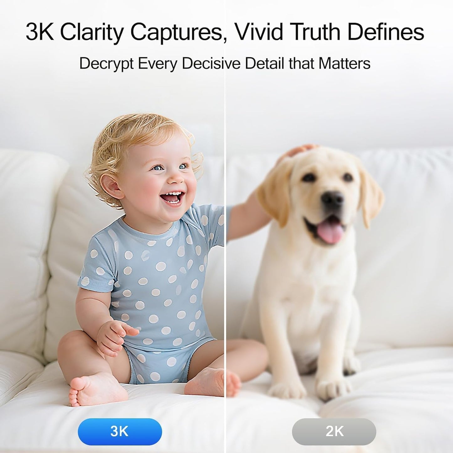 CINMOORE 3K 5G 2-Way Upgraded Security Camera Indoor, Free Time Lapse, AI Tracking & Face ID, PTZ WiFi Dog/Pet/Baby