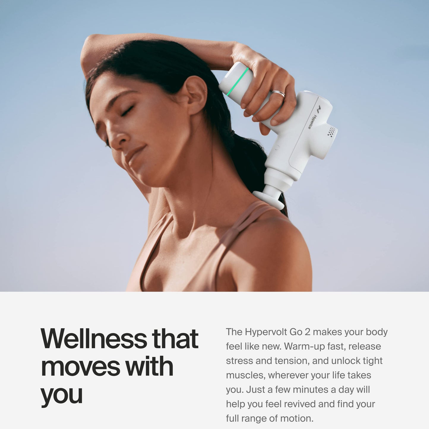 Hyperice Hypervolt Go 2 - Arctic Grey - Featuring Quiet Glide Technology - Handheld Percussion Massage Gun - 3 Speeds, 2 Interchangeable Heads - Helps Relieve Sore Muscles and Stiffness