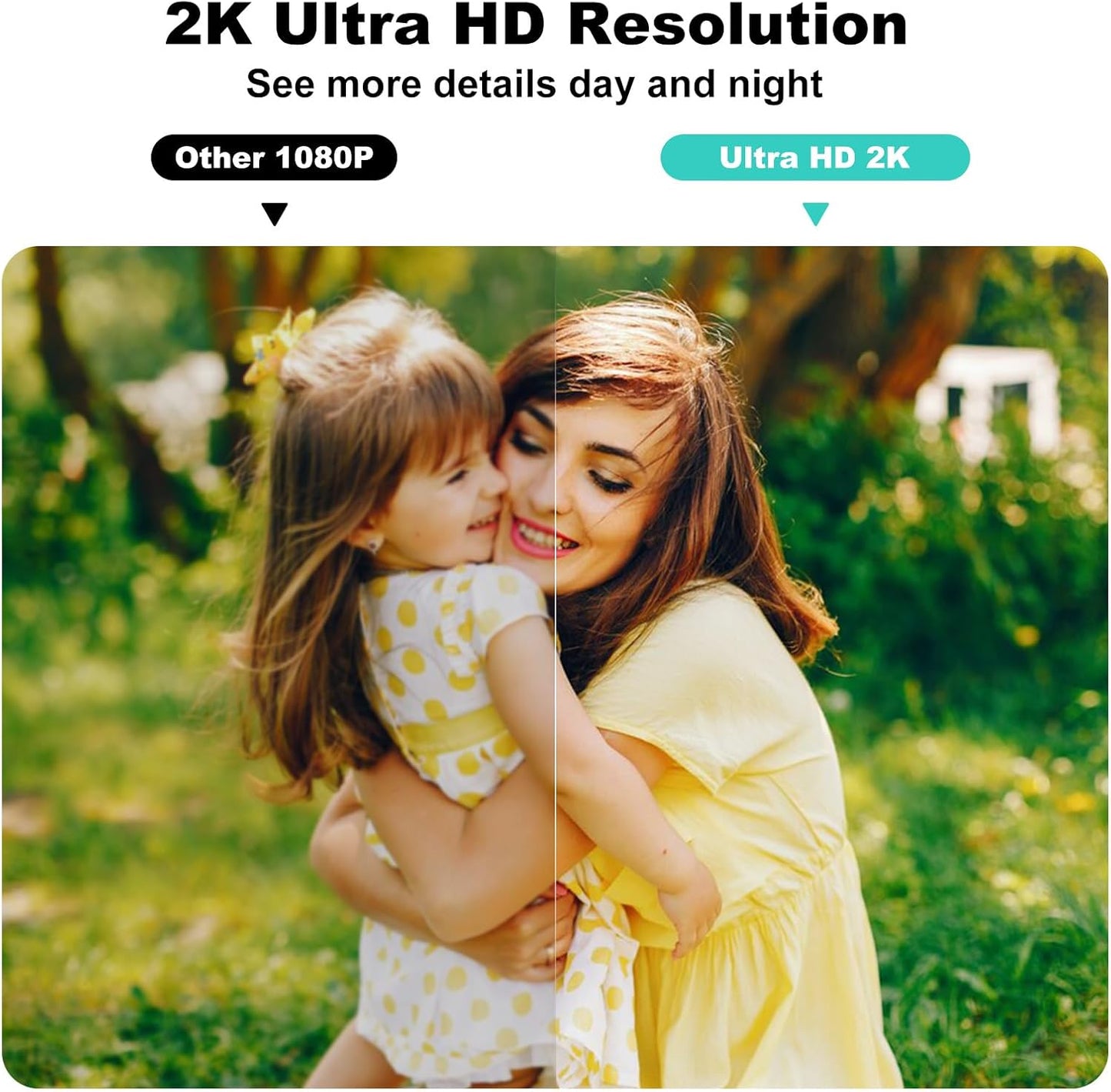 Tziarp 2K 2-Way (2.4GHz UHD Smart Wireless Security Camera Indoor/Outdoor,Battery Powered WiFi Camera with Color Night