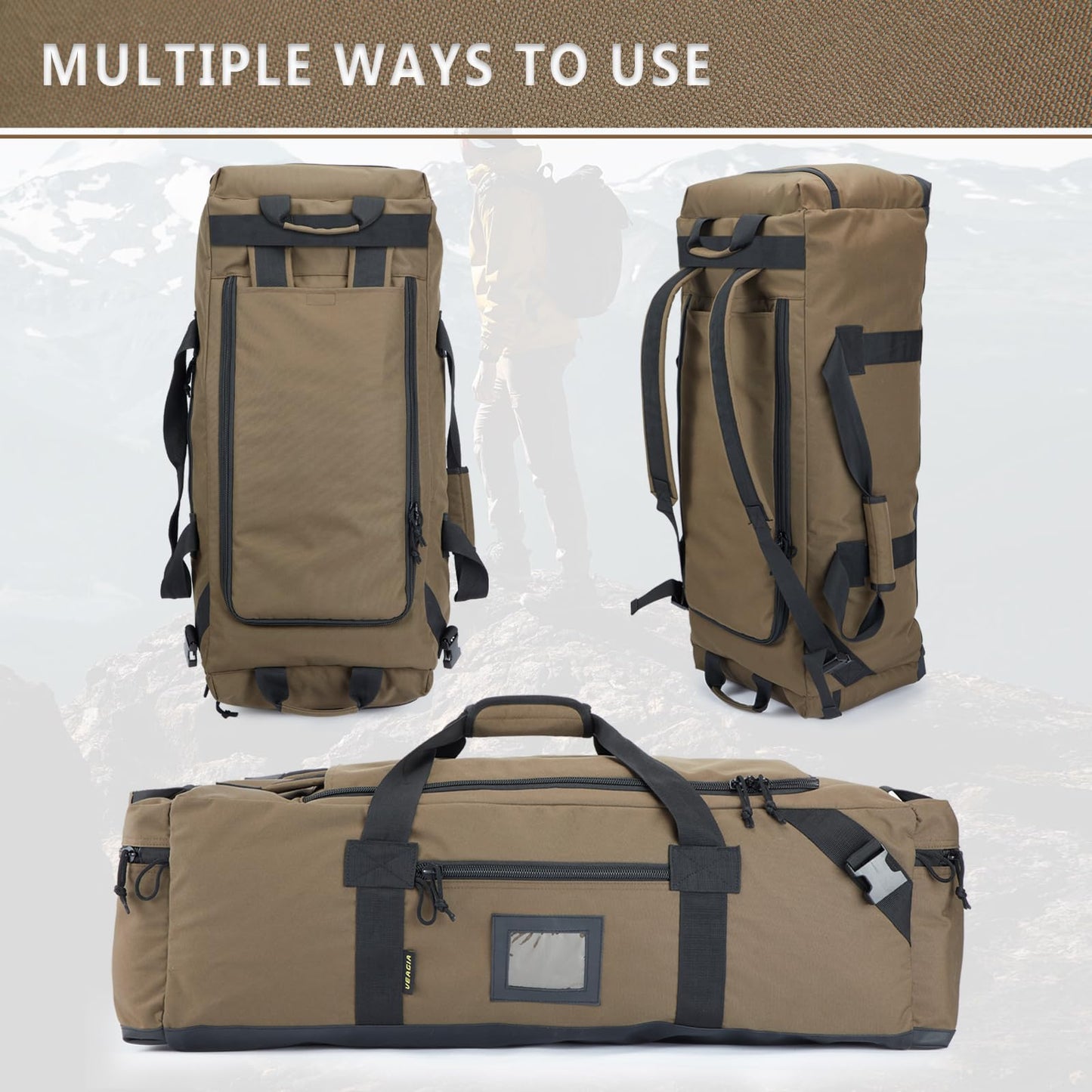 86l Large Duffel Bag For Travel, Gym & Sports - Water Repellent Polyester, Hidden Straps, Shoe Compartment - Perfect Luggage Duffle Bag Or Backpack For Men & Women