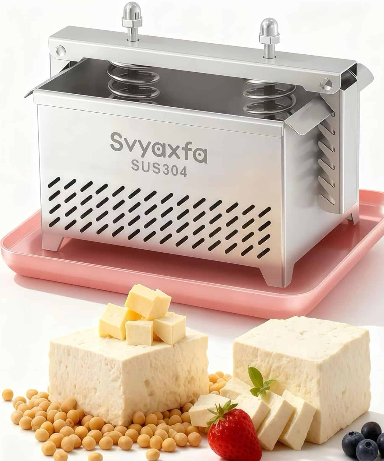 Tofu Press Stainless Steel Tofu press Paneer Maker Cheese Press - Quick Water Removal in 10-30 Mins - Perfect for Silken, Firm or Extra Firm Tofu - BPA Free Dishwasher Safe Food Strainer XL