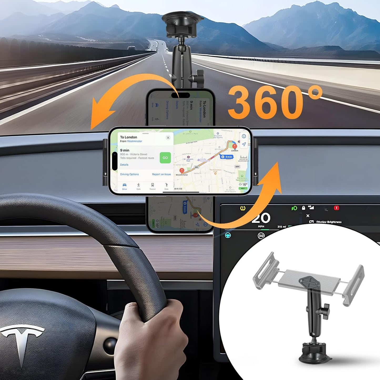 fccairms 1" 360 Metal Double Socket Arm Compatible RAM Mount Arm, Double Ball Adapter, Rotation, Extension Rod