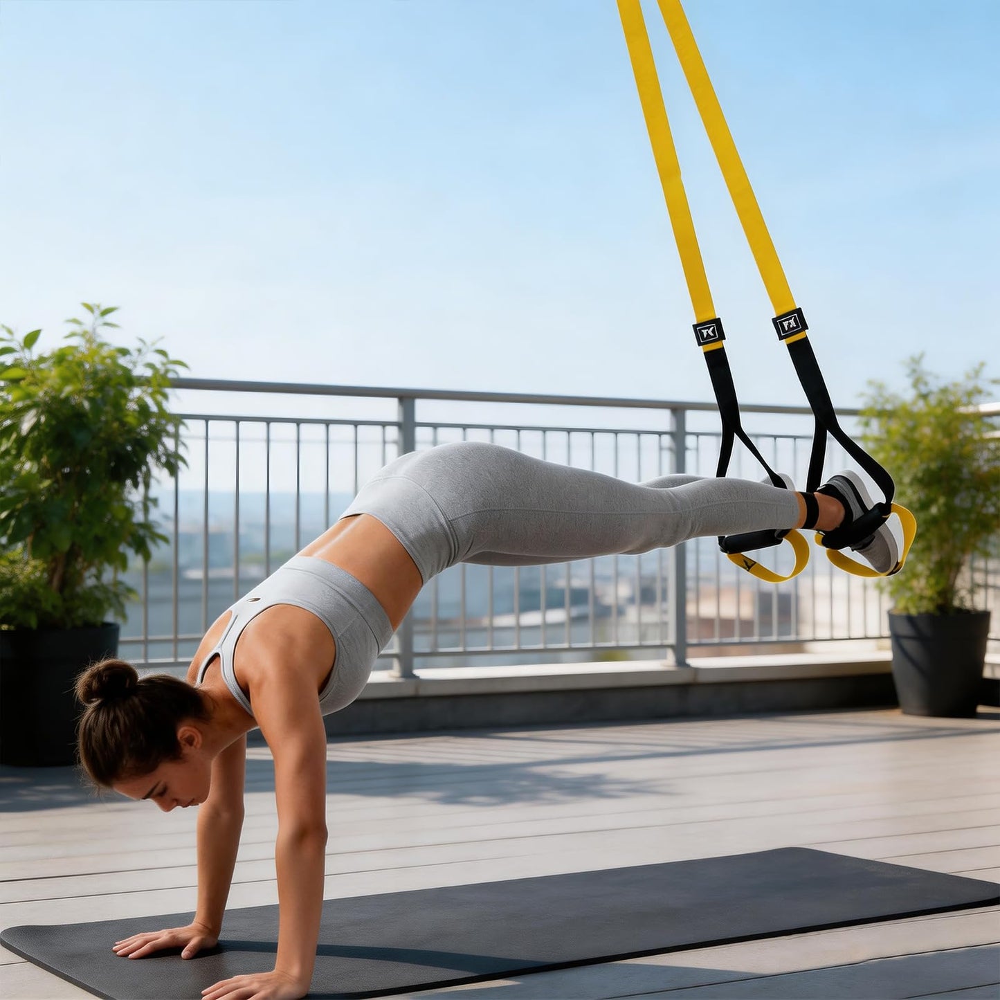 Home Suspension Training Kit, Suspension Trainer Straps with Adjustable Extension for Full-Body Workout at Home or Outdoors, Portable Gym Equipment with Handles, for All Fitness Levels Suspension Trainer,2 Packs Resistance Loop Exercise Bands