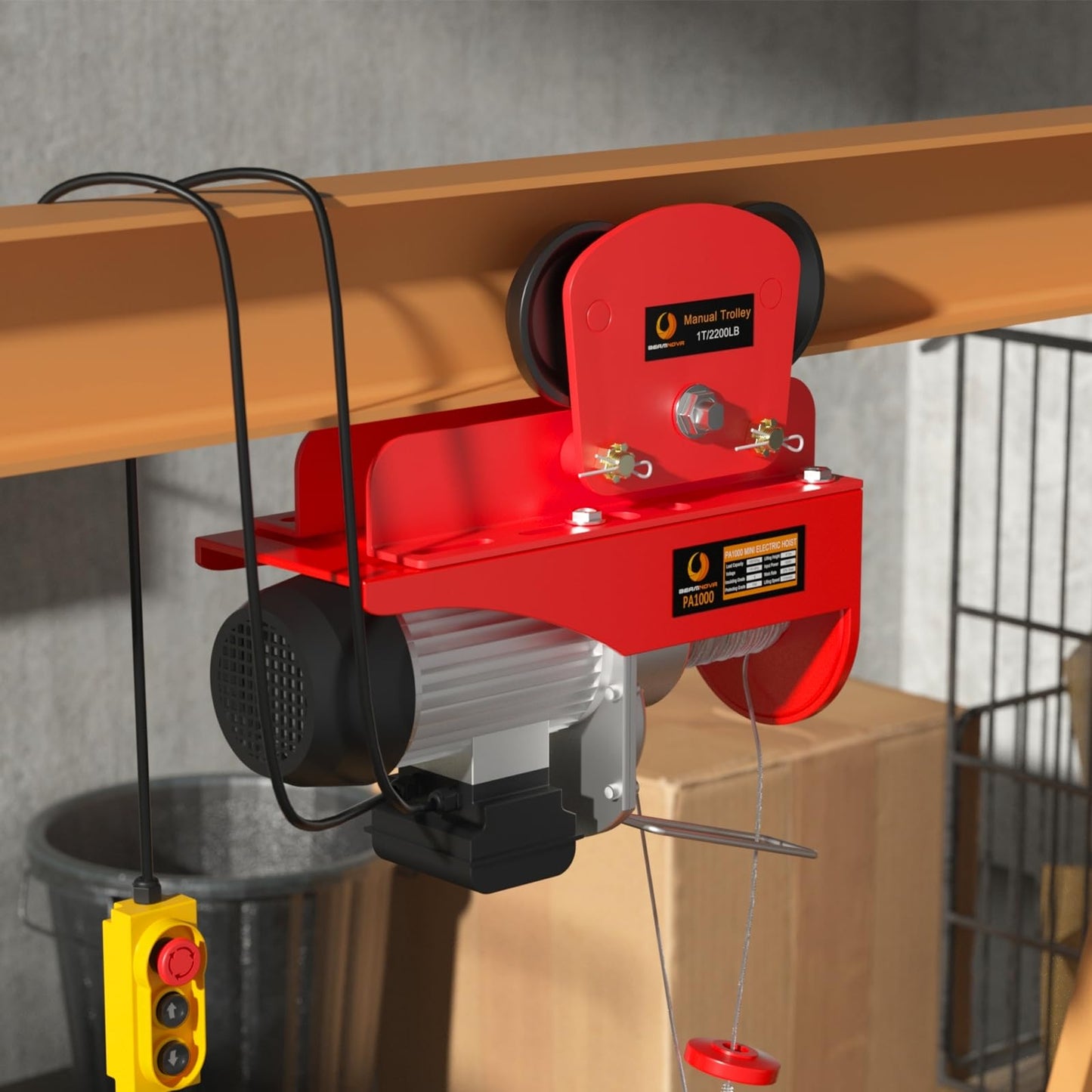 BEAMNOVA 1 Ton Electric I Beam Trollley for Hoist + Manual 4-Wheel I Beam Trolley for Hoist