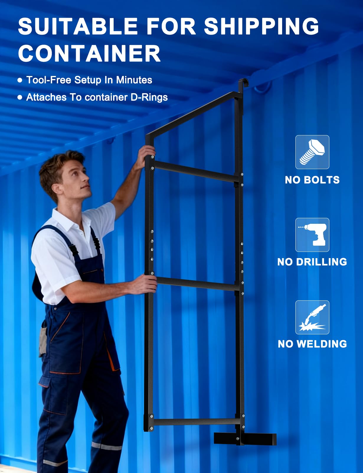 sogiv 4 Pack 3-Tier Shipping Container Shelving Bracket with 64"(H) X 19"(D), Heavy-Duty Powder-Coated Steel Cargo Shelves, Shipping Cargo Shelves Universal for Heavy Duty Trailer Containers