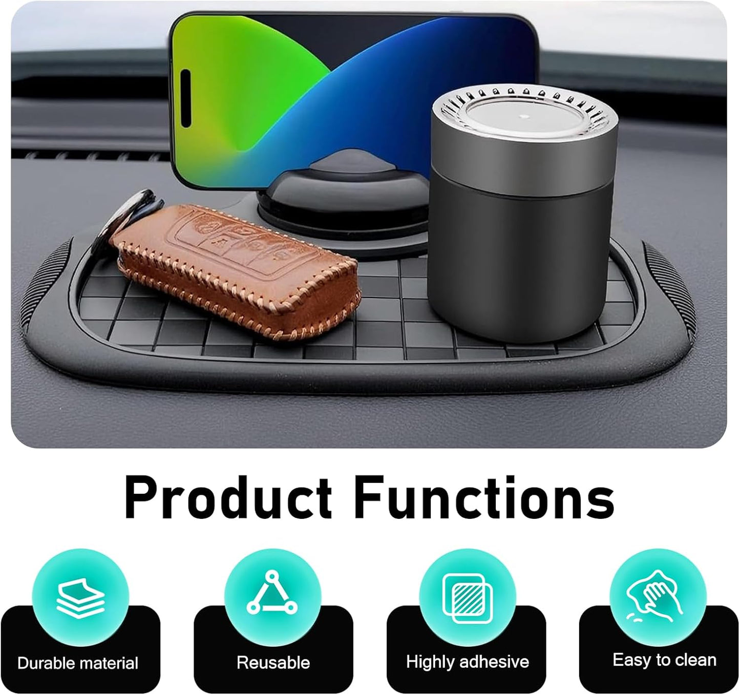 Culycey Car Dashboard Mat, Anti-slip Mat with Parking Number Sign and Rotatable Phone Holder, Multifunction Dashboard