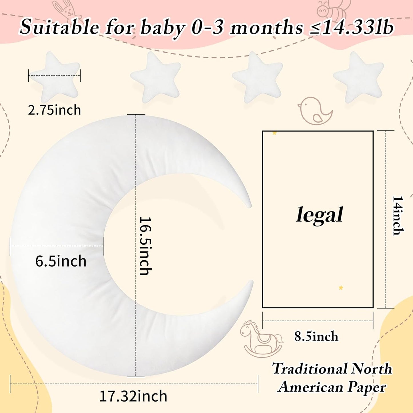 Set IGMaryBox Baby Moon Star Pillow Newborn Posing Pillow Newborn Photography Posing Pillows Infant Photography Props