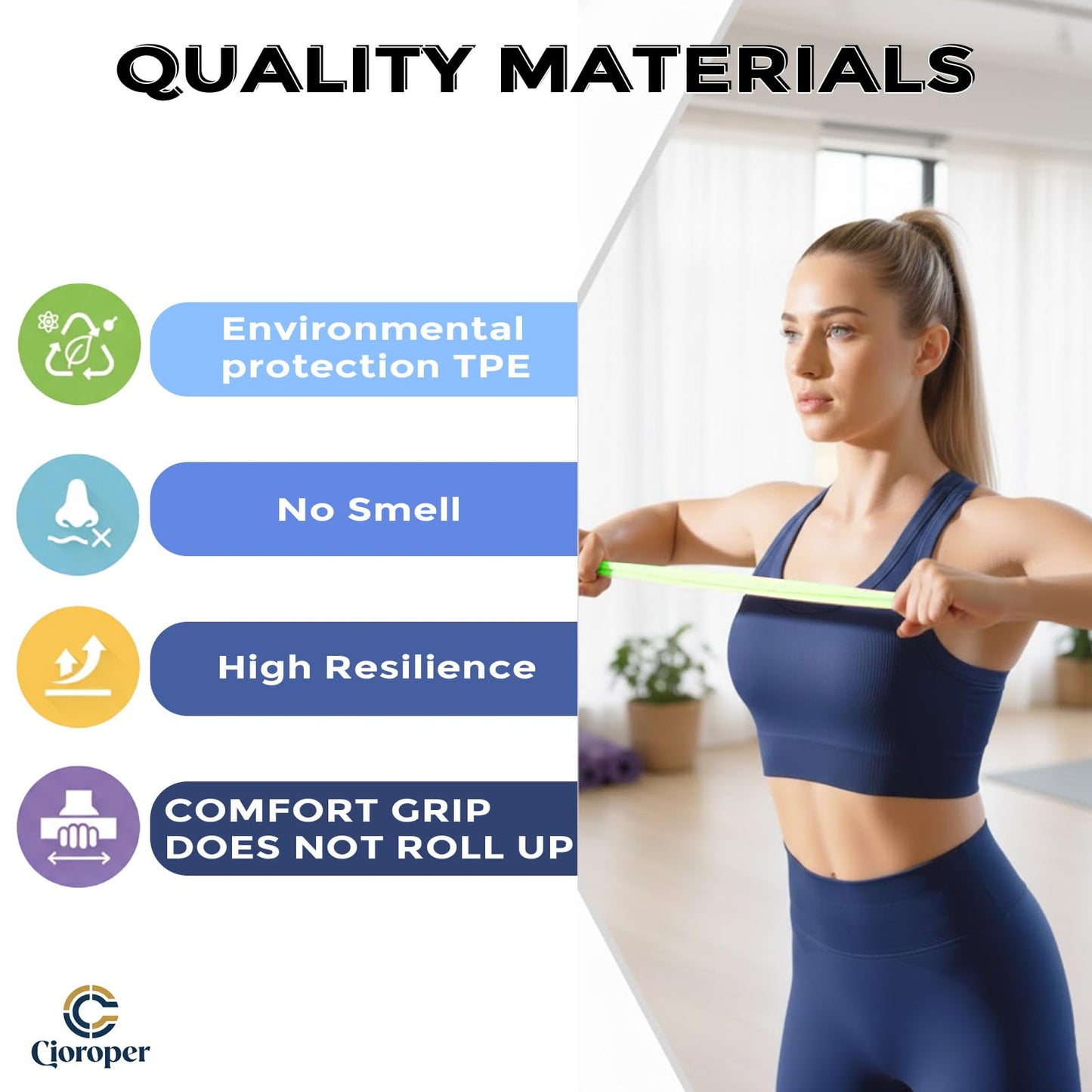 Cioroper Resistance Bands for Working Out Exercise Loop Bands Workout Bands Set for Men Women Body Stretching, Pilates Yoga Physical Therapy, Leg Glute Arm Exercise Kit, Set of 5