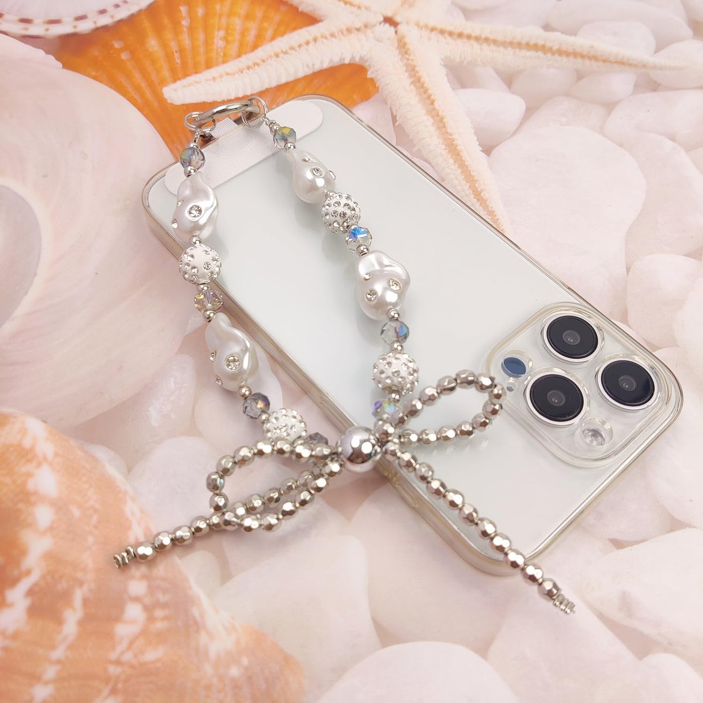 cioatu Cute Phone Wrist Strap Chic Beaded Cellphone Lanyard with Tether Tab Phone Charm Grip Strap for PhoneBag Purses