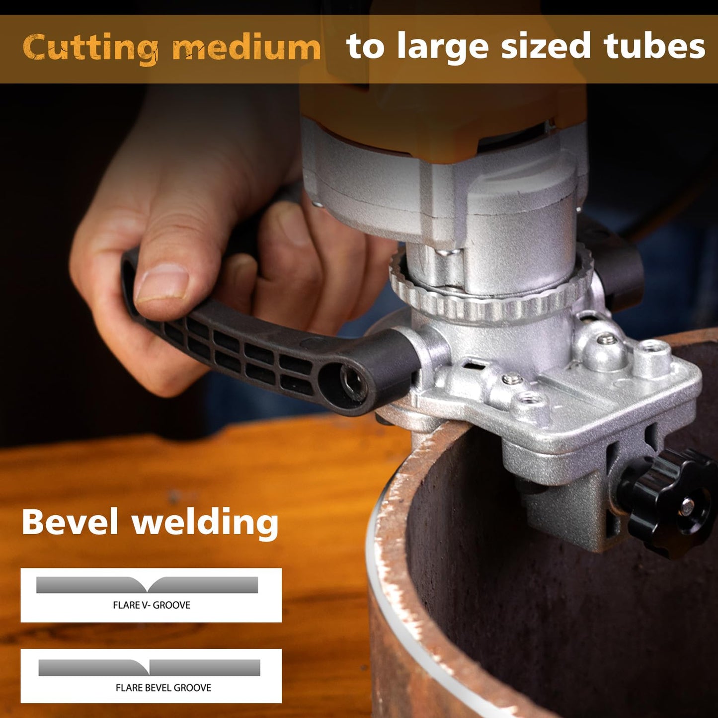 Handheld Chamfer Tool, Metal Chamfering Tool, for Trimming, Beveling, Deburring, 45 Degree Arc and Bevel, 850W 120V 60Hz, Model PT-100 (Machine)