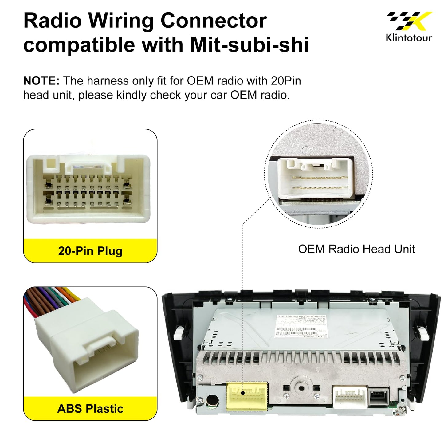 2008-2019/Kia 2013, Radio Wiring Harness Compatible with Mit-Subi-shi Stereo Installation Wire Harness Kit Aftermarket